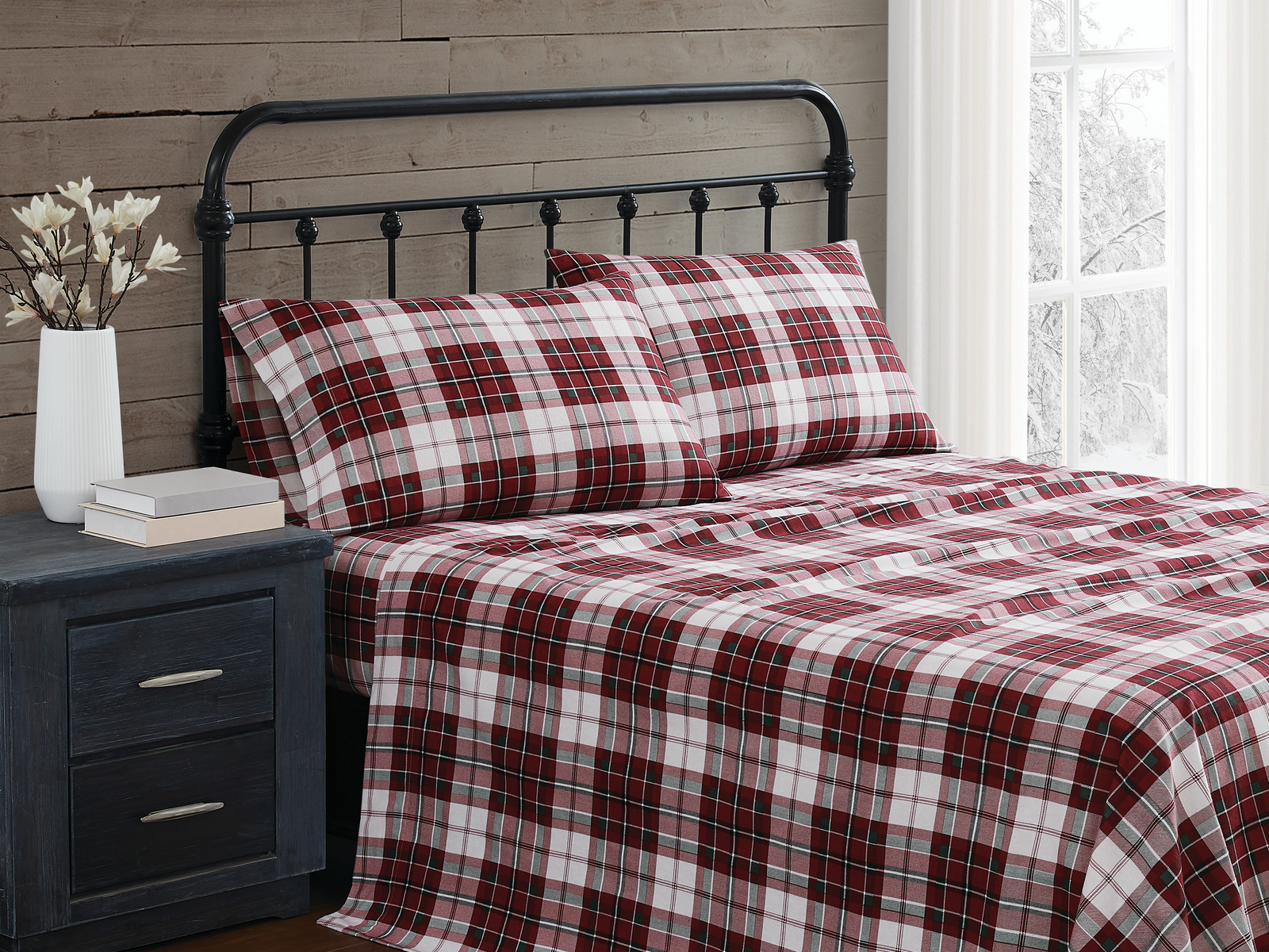 Truly Soft Holiday Plaid Flannel Sheet Set, One Size, Red
