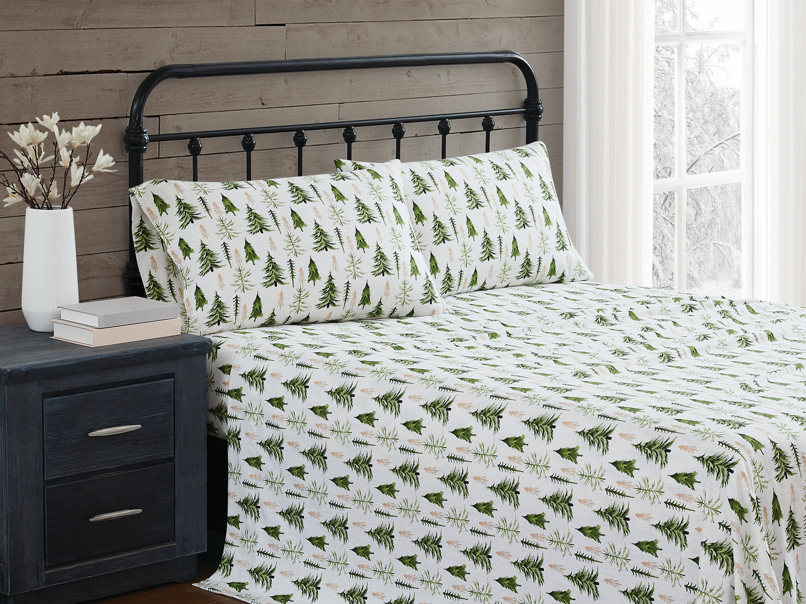 Truly Soft Trees Flannel Sheet Set, One Size, Green