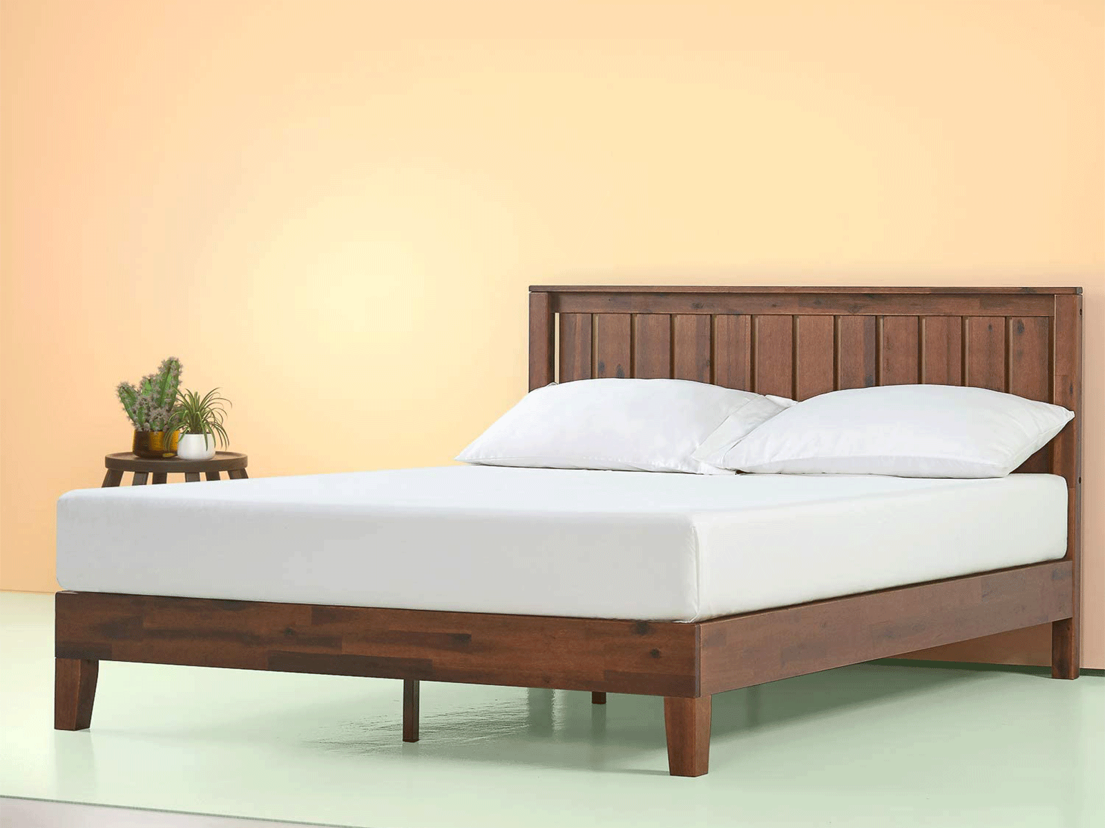 Deluxe Alexis Wood Platform Bed Frame with Headboard