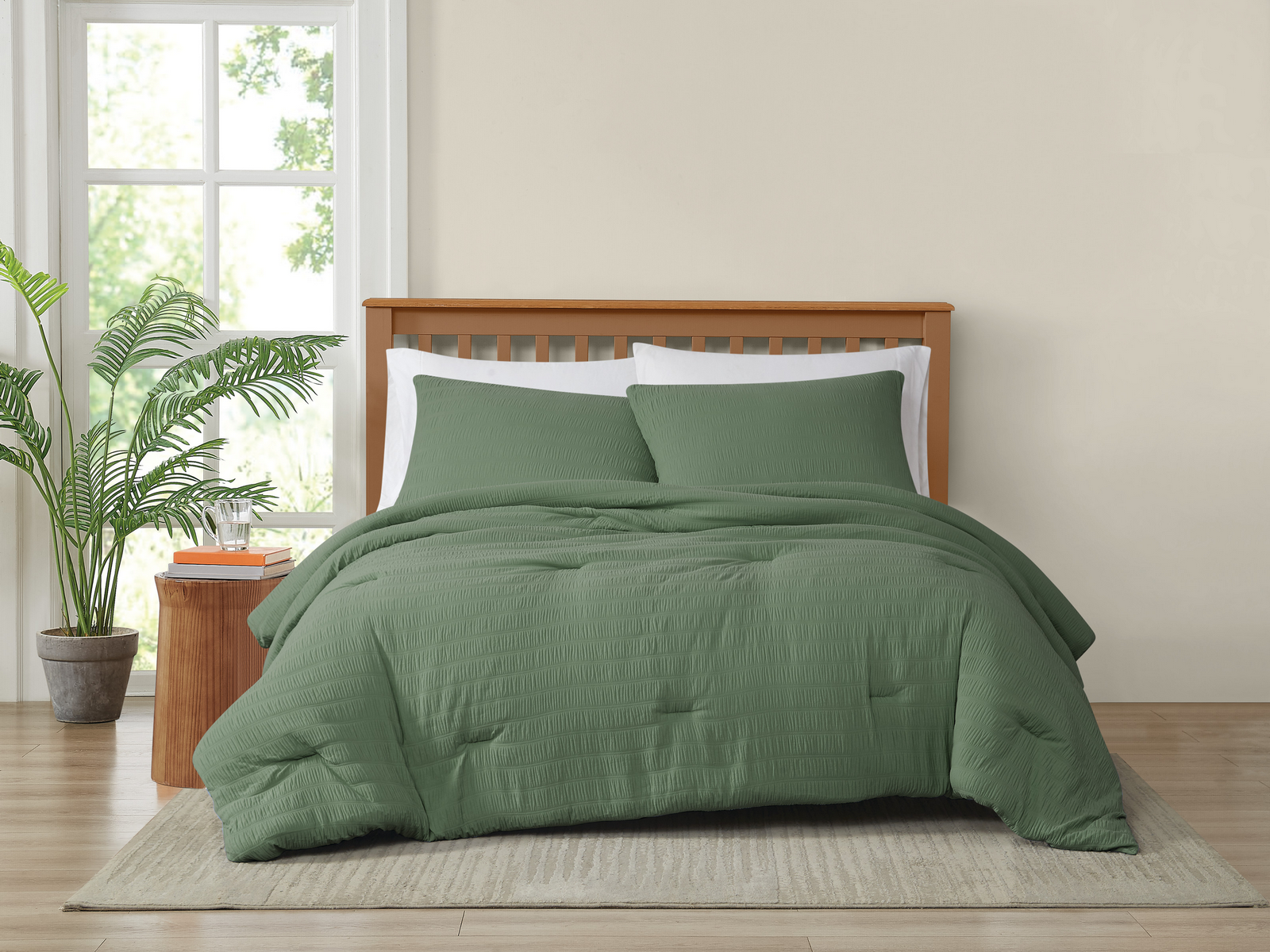 Truly Soft Crinkle Garment Washed Easy Care Comforter Set, One Size, Green