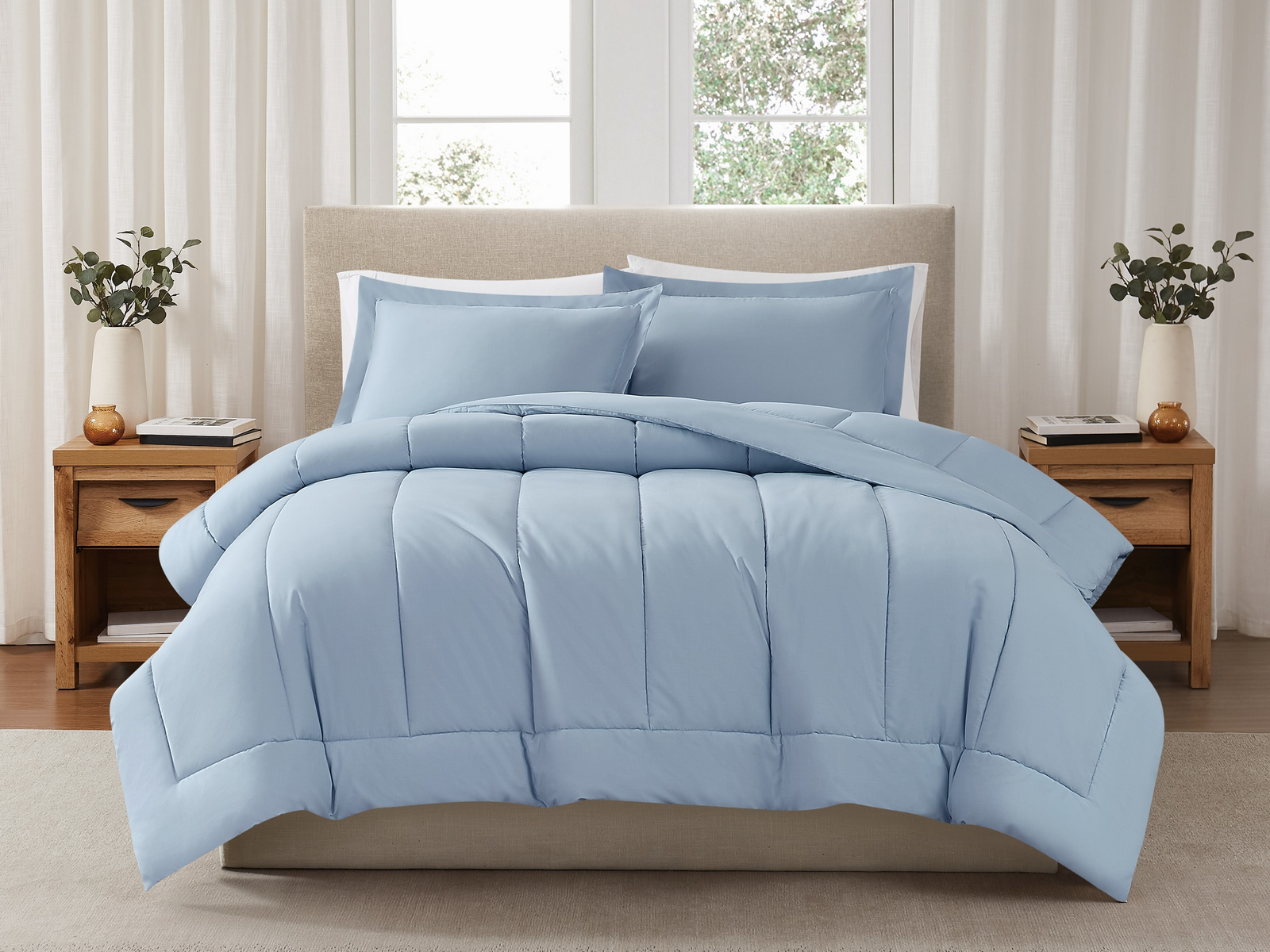 Brooklyn Loom Solid Cotton Percale 3pc. Comforter Set