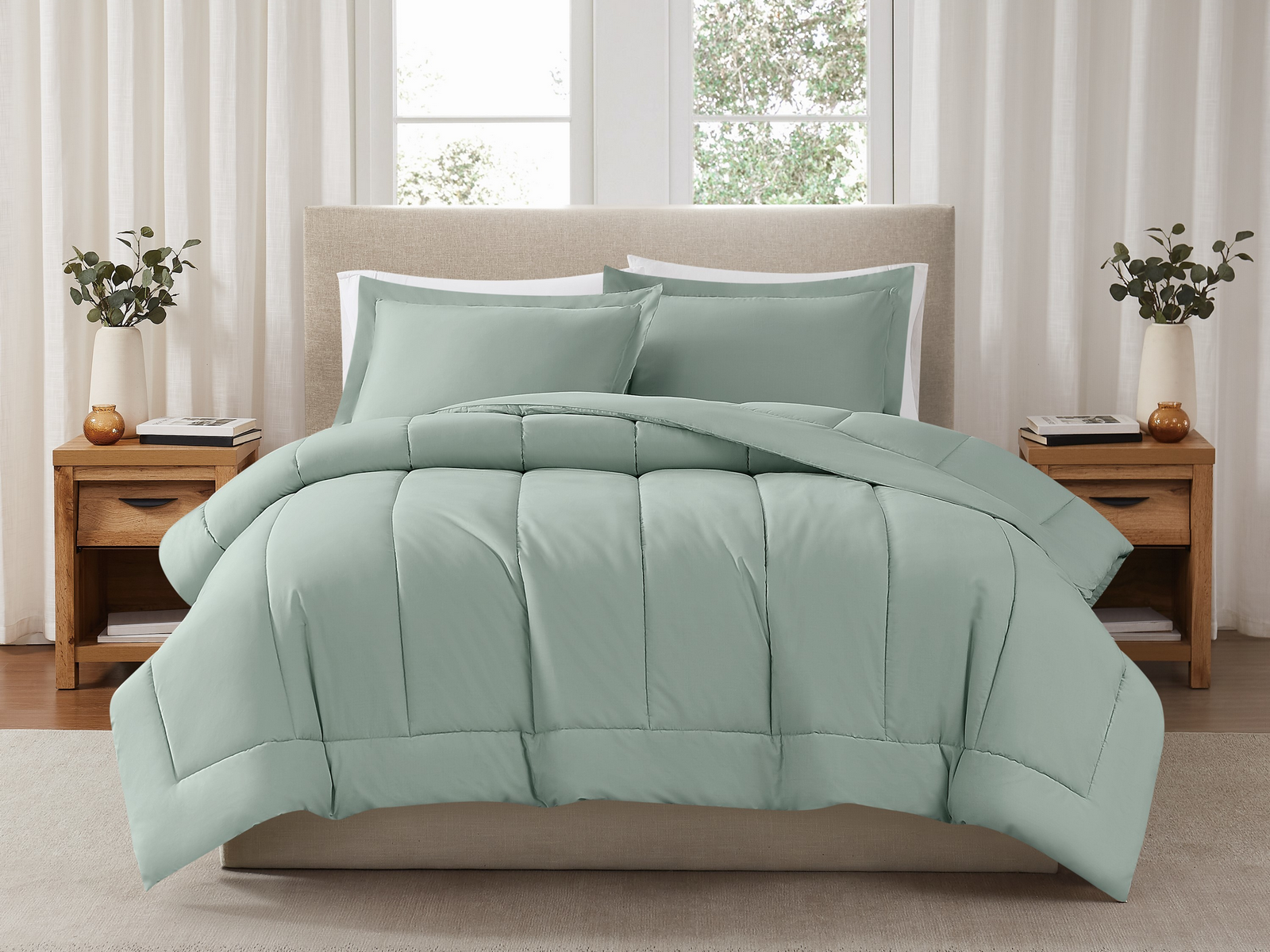 Brooklyn Loom Solid Cotton Percale 2-Pc. Comforter Set, Twin/Twin Xl - Sage Green