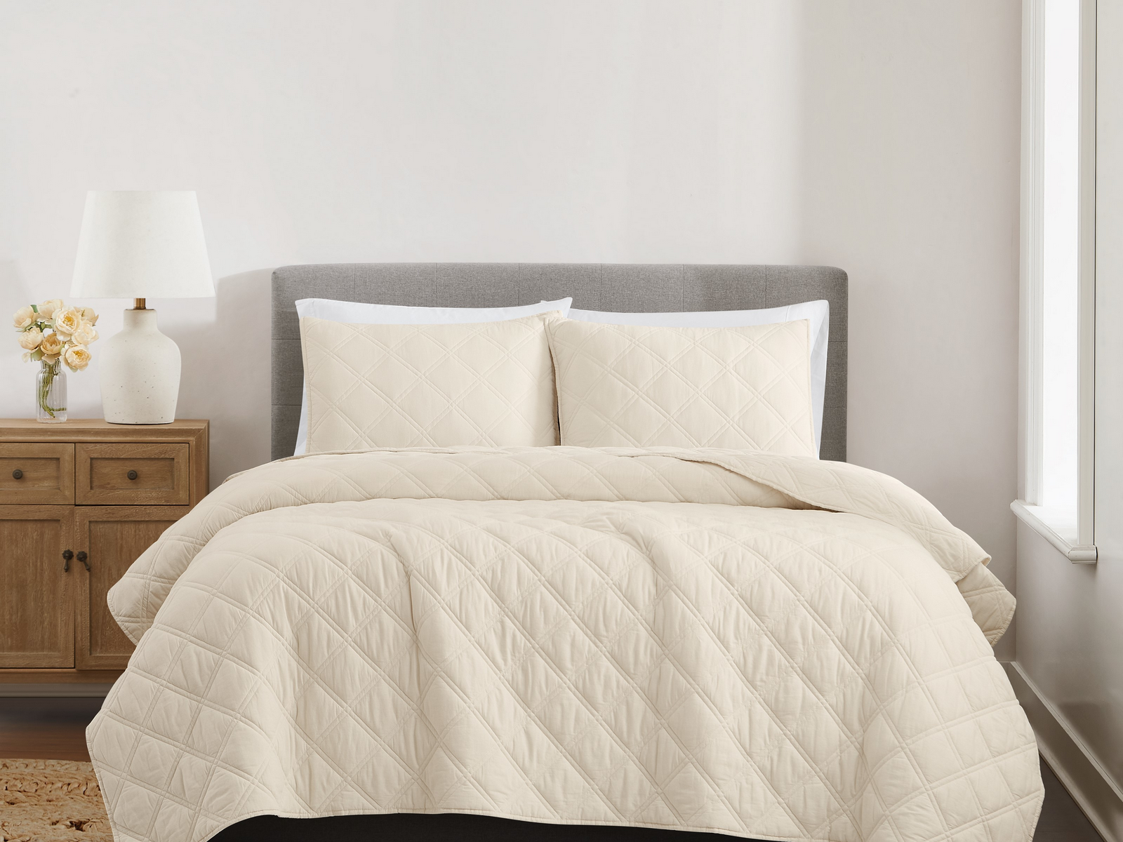 Signature Diamond Washed Cotton Quilt Set