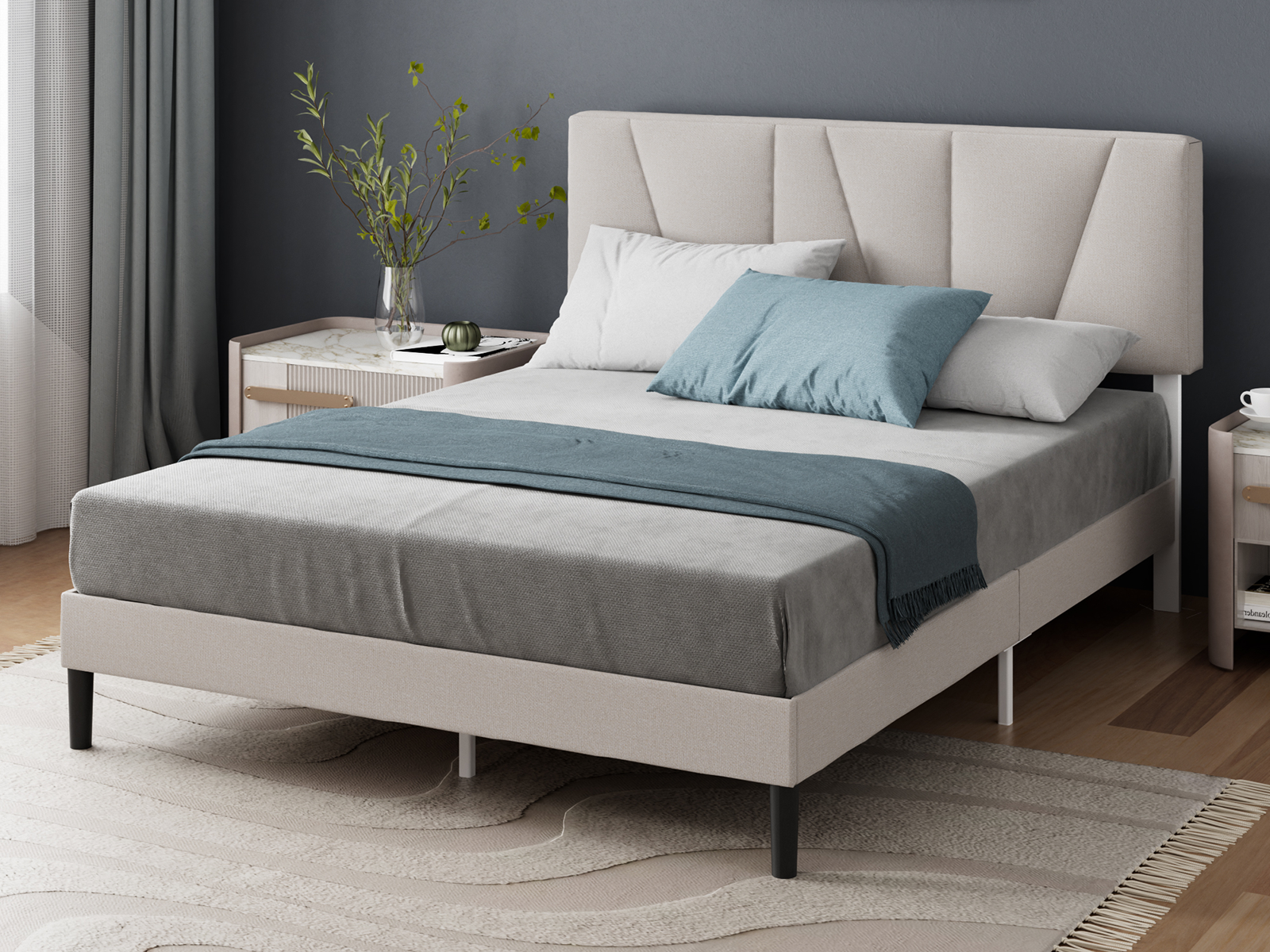 Basics Upholstered Geo Platform Bed