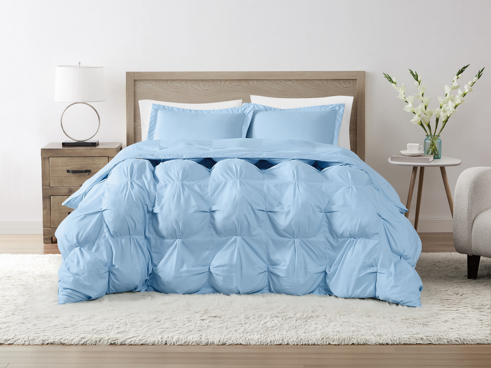 Truly Soft Oversized Puffer 3-Pc. Comforter Set, King - Sky Blue
