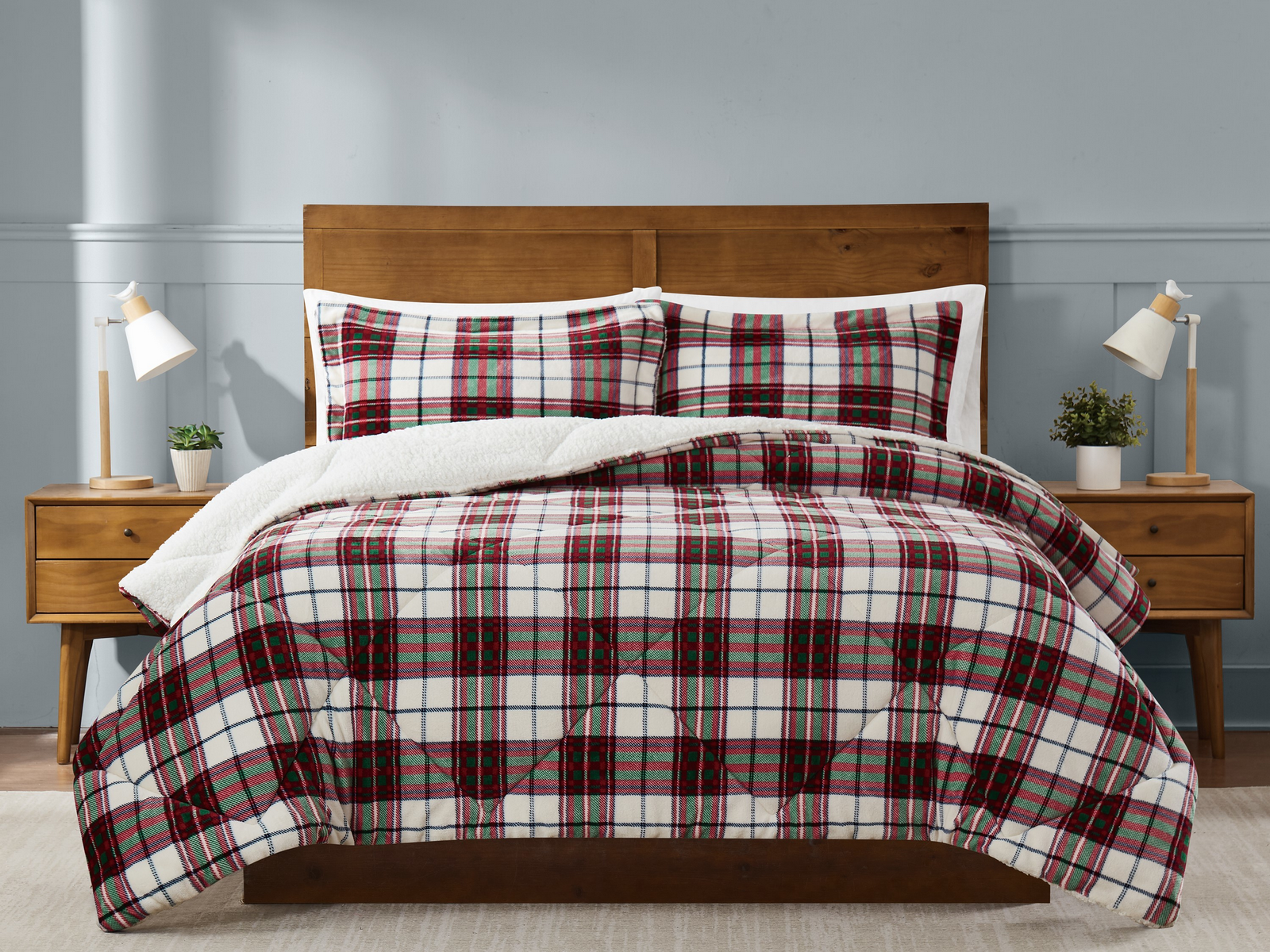Truly Soft Cuddle Warmth Marlon Plaid 2-Piece Comforter Set, Twin/Twin Xl - Red, White