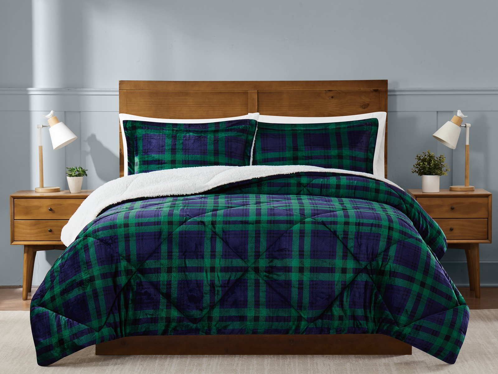 Truly Soft Cuddle Warmth Tartan Plaid 2-Piece Comforter Set, Twin/Twin Xl - Blue, Green