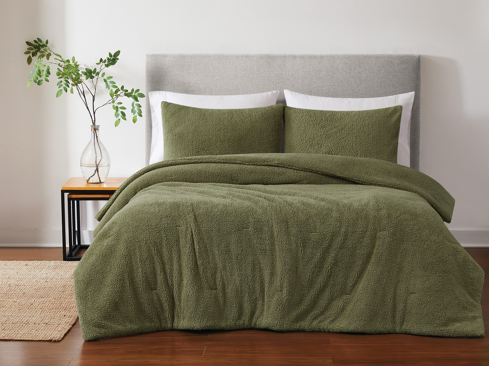 Brooklyn Loom Oversized Marshmallow Sherpa 3-Pc. Comforter Set, Queen - Olive Green