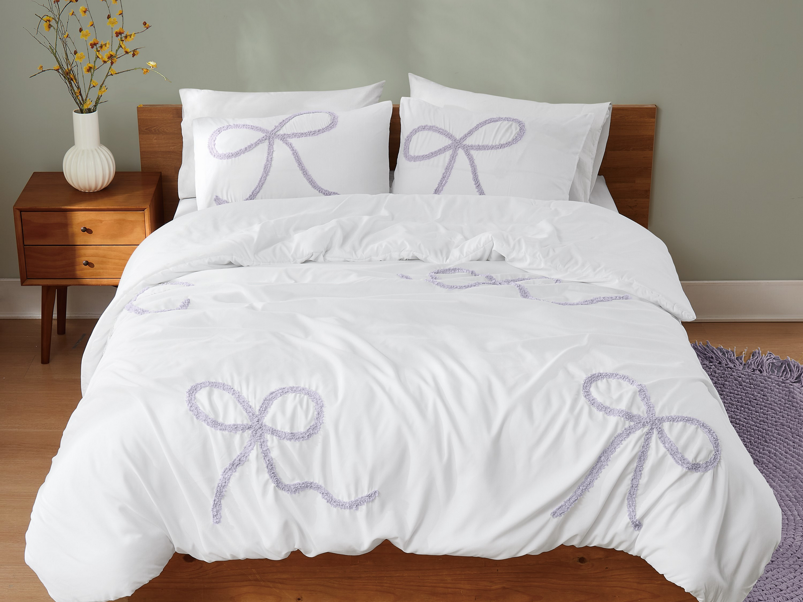 Truly Soft Textured Bow 2-Piece Comforter Set, Twin/Twin Xl - Lavender