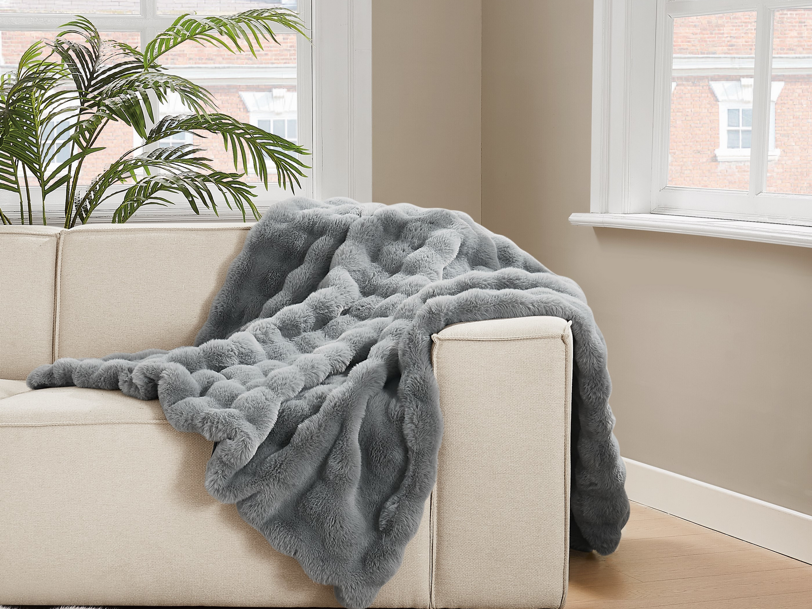 Brooklyn Loom Bubble Rabbit Faux Fur Throw