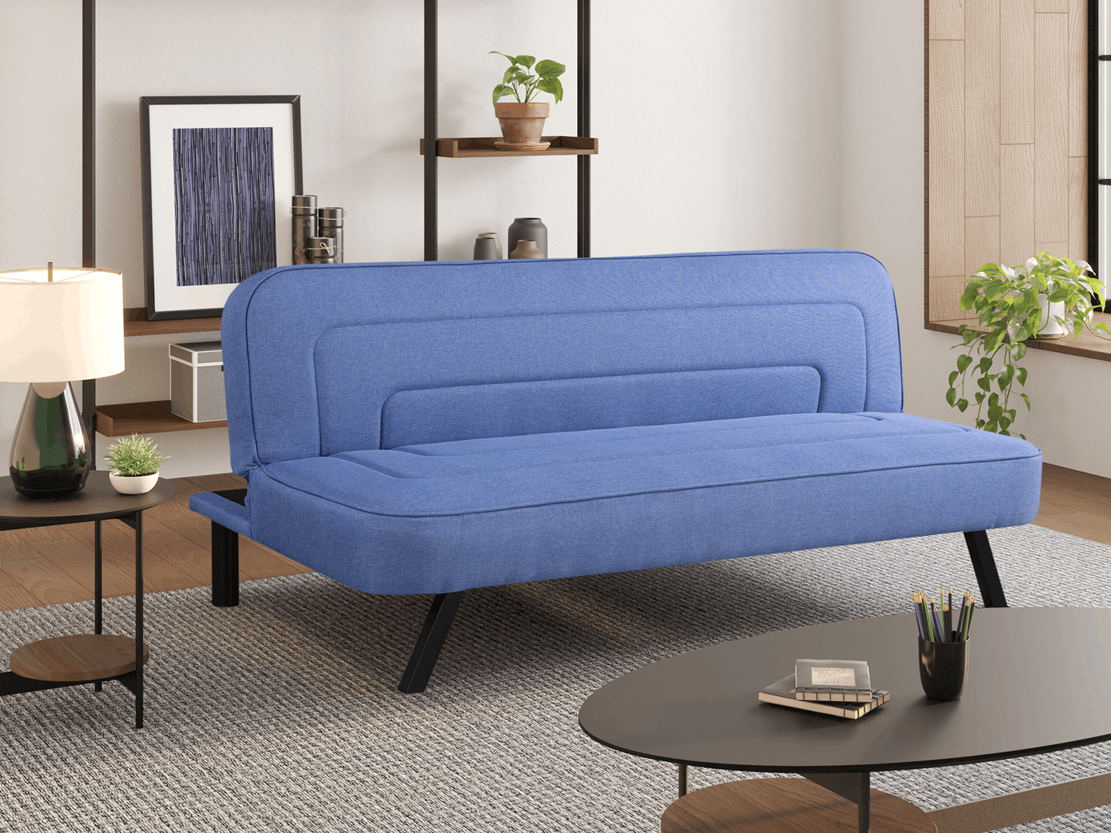 Serta 66.1" Polyester Forrest Convertible Futon - Blue