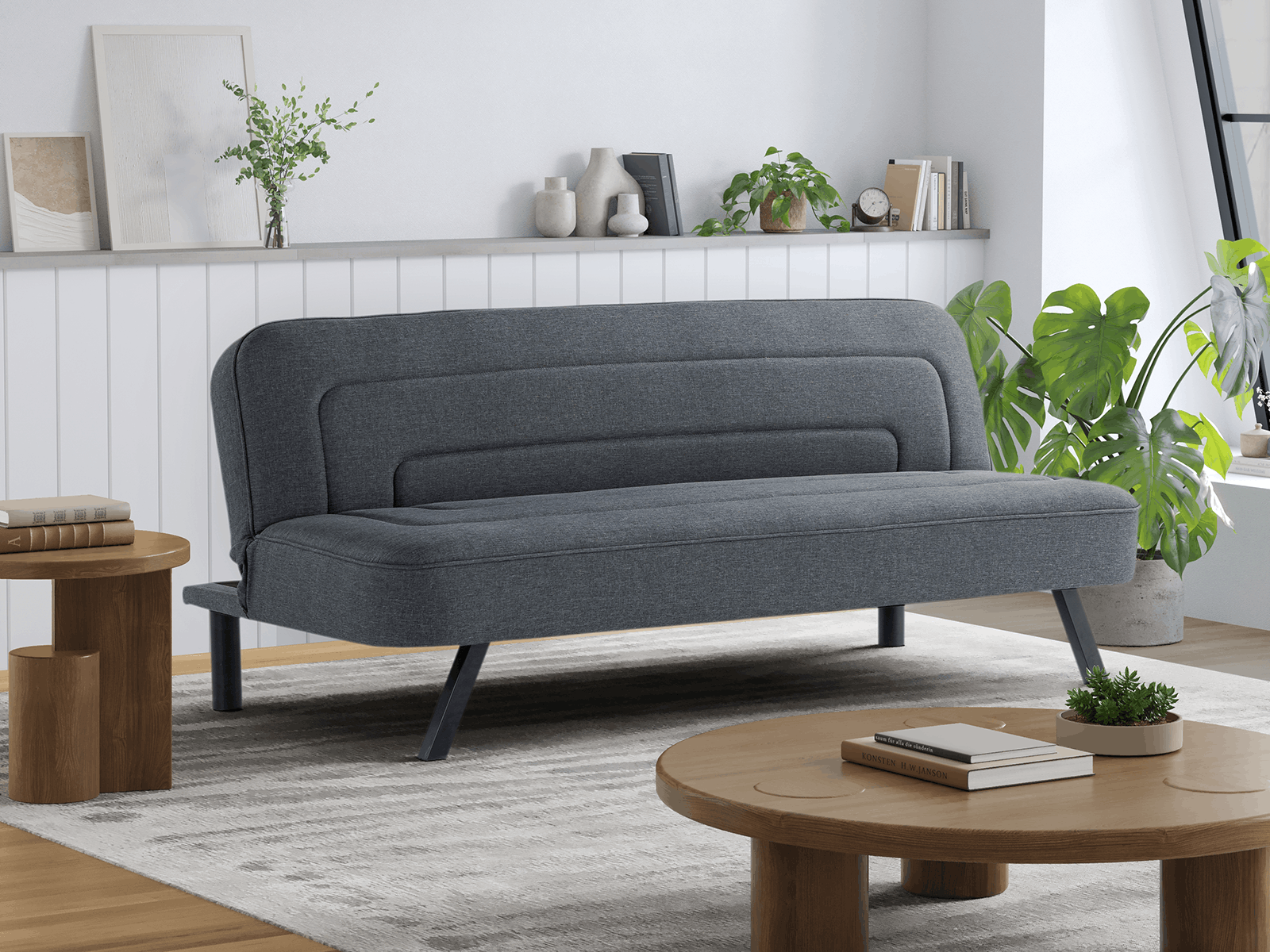 Serta 66.1" Polyester Forrest Convertible Futon - Charcoal