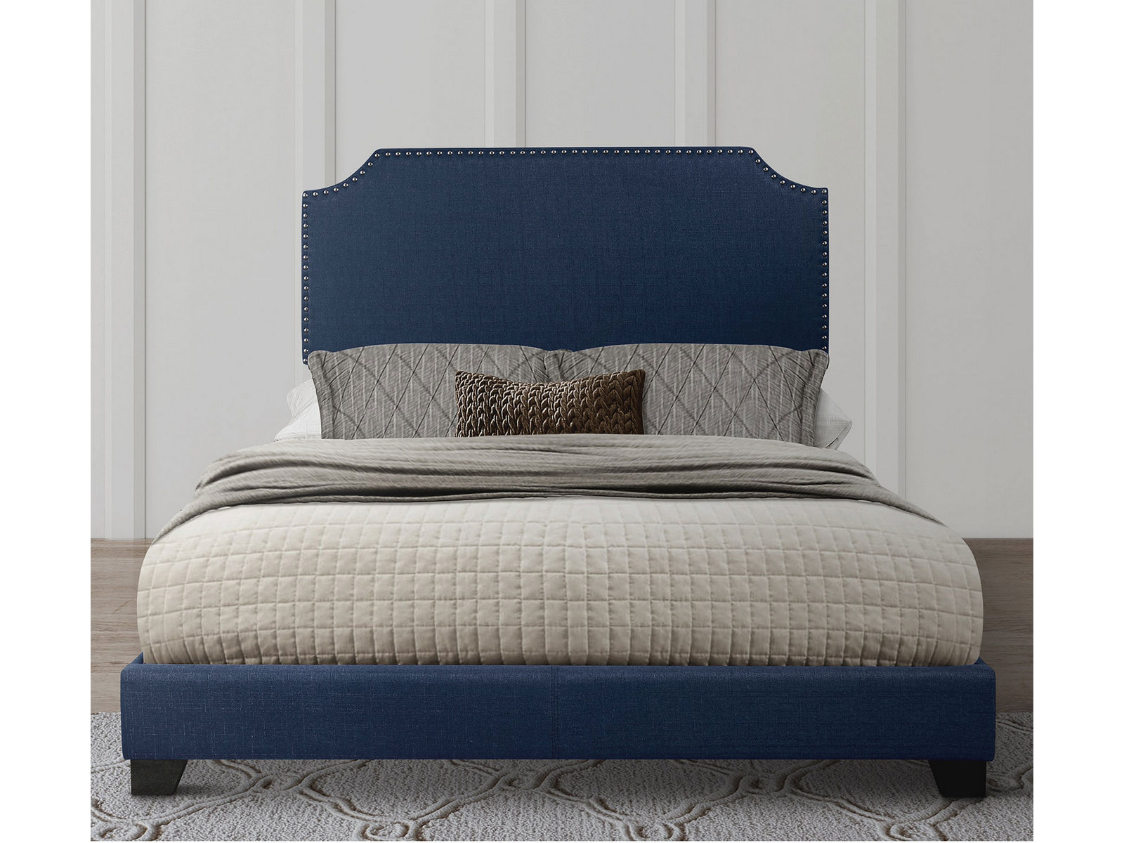 Homelegance Upholstered Bed Set | Full | Francis Bed Frame & Headboard | Blue