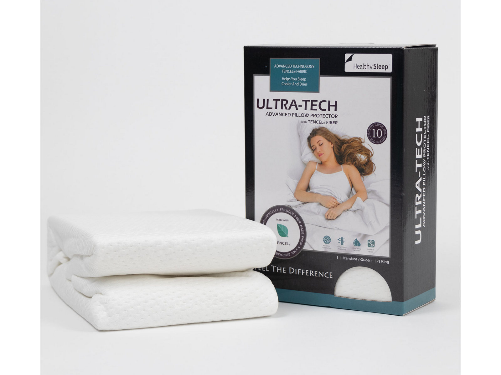 Healthy Sleep Queen Ultra-Tech Tencel Pillow Protector | Waterproof