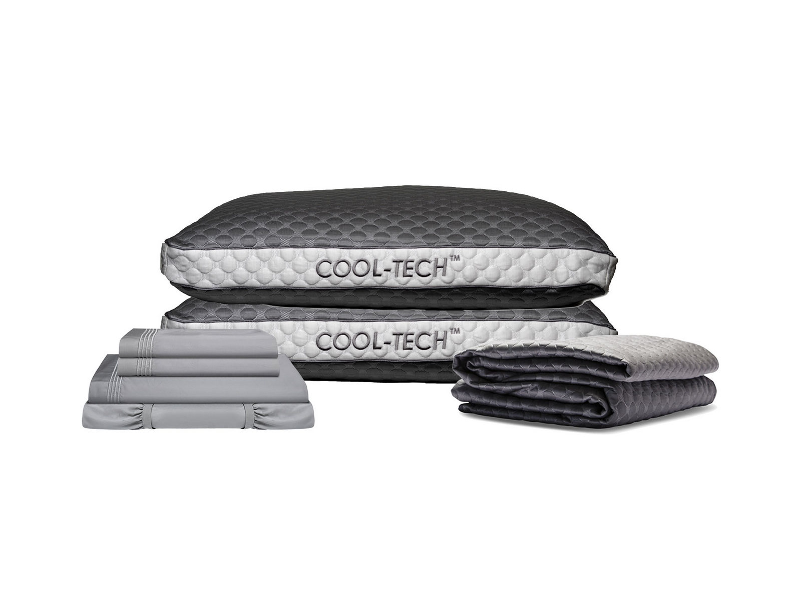 Healthy Sleep Full Ultimate Bundle with Queen Pillows | Grey