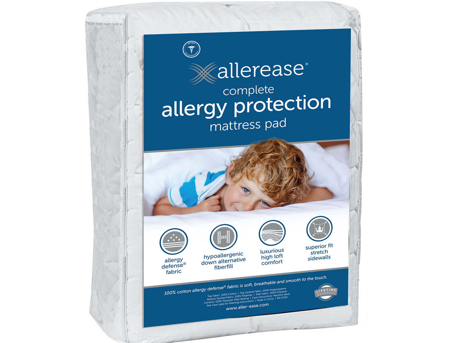 Allerease Full Complete Allergy Protection Mattress Pad