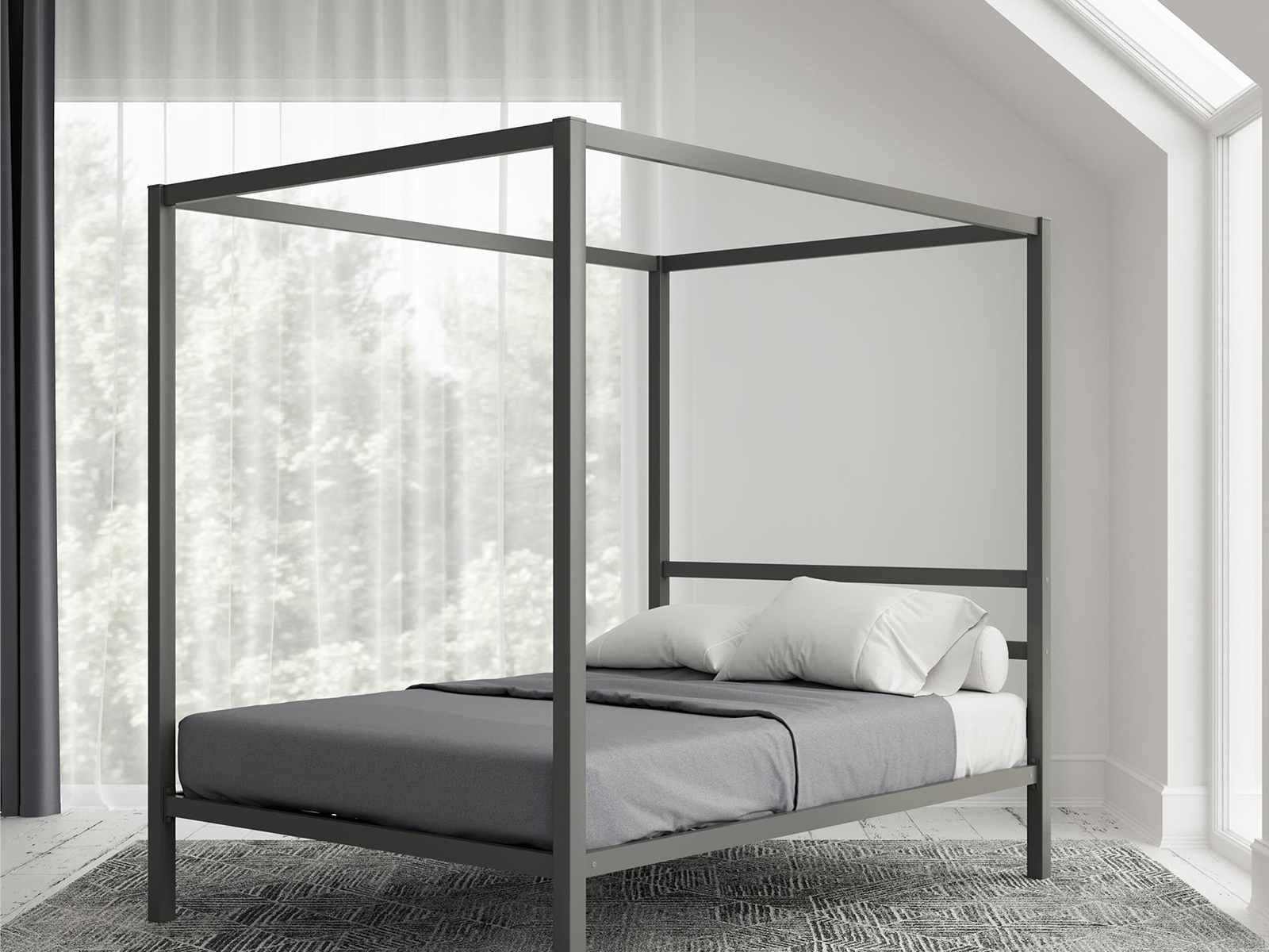 V000256201 Atwater Living Canopy Bed | Queen | Metal | Gray | sku V000256201
