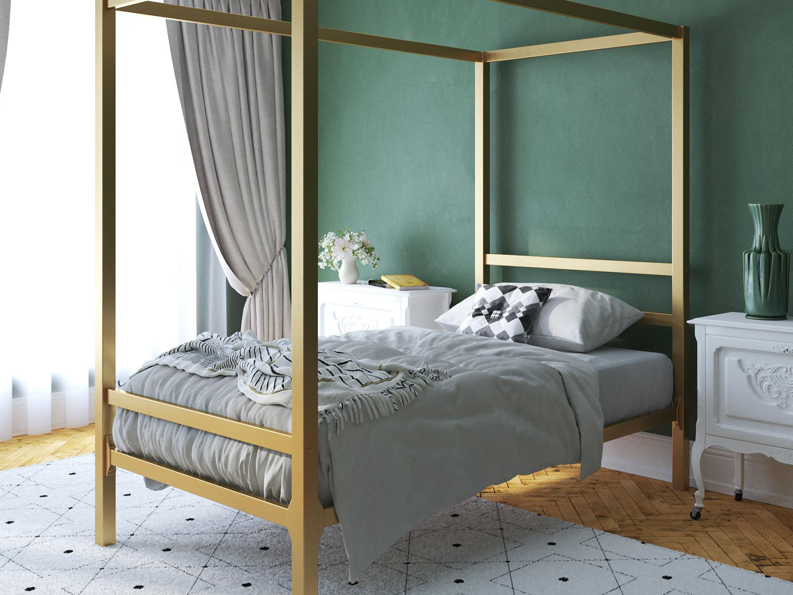 V000256197 Atwater Living Canopy Bed | Twin | Metal | Gold |  sku V000256197
