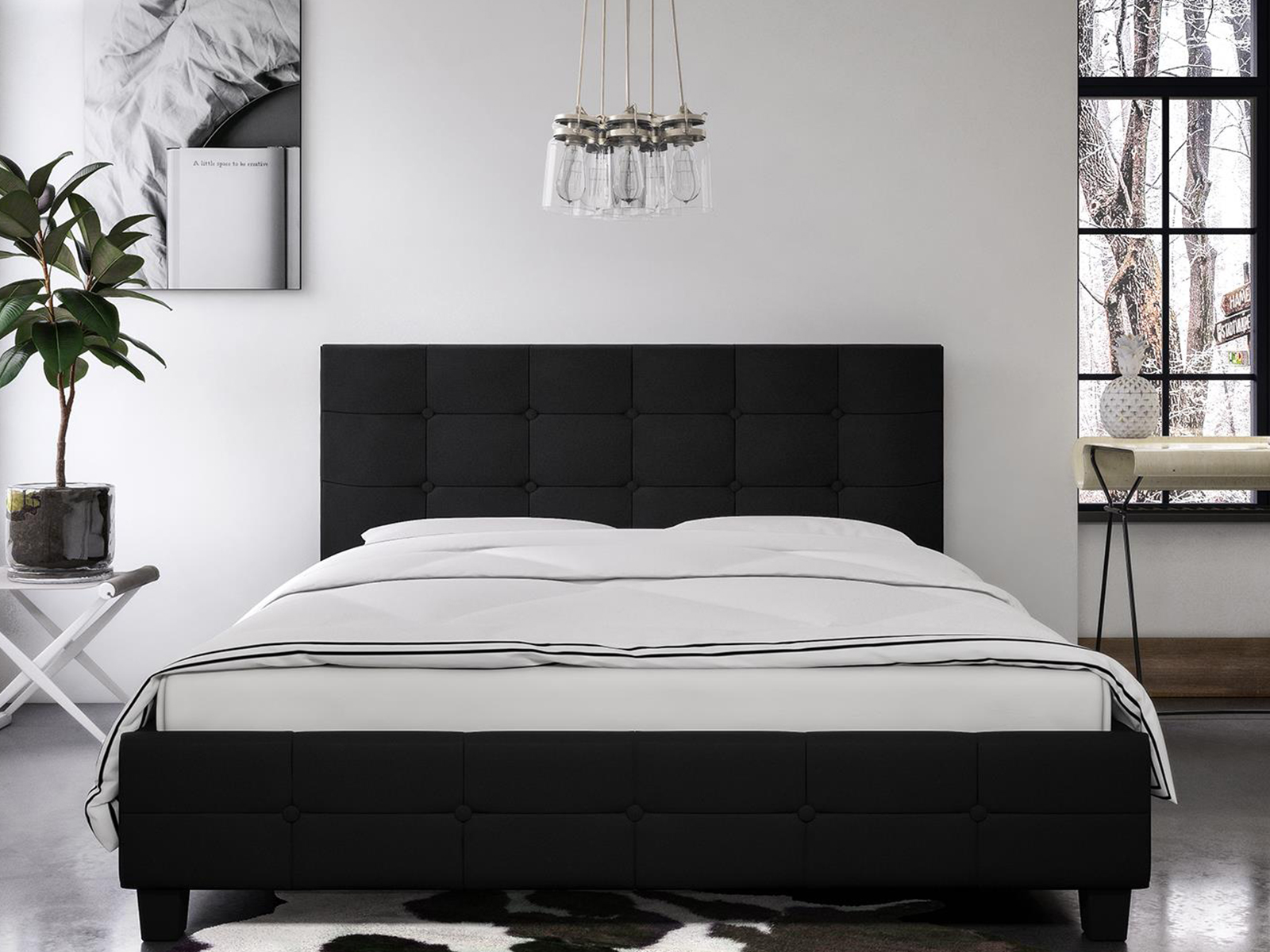 Atwater Living Linen Upholstered Bed | Full | Black | Ryder