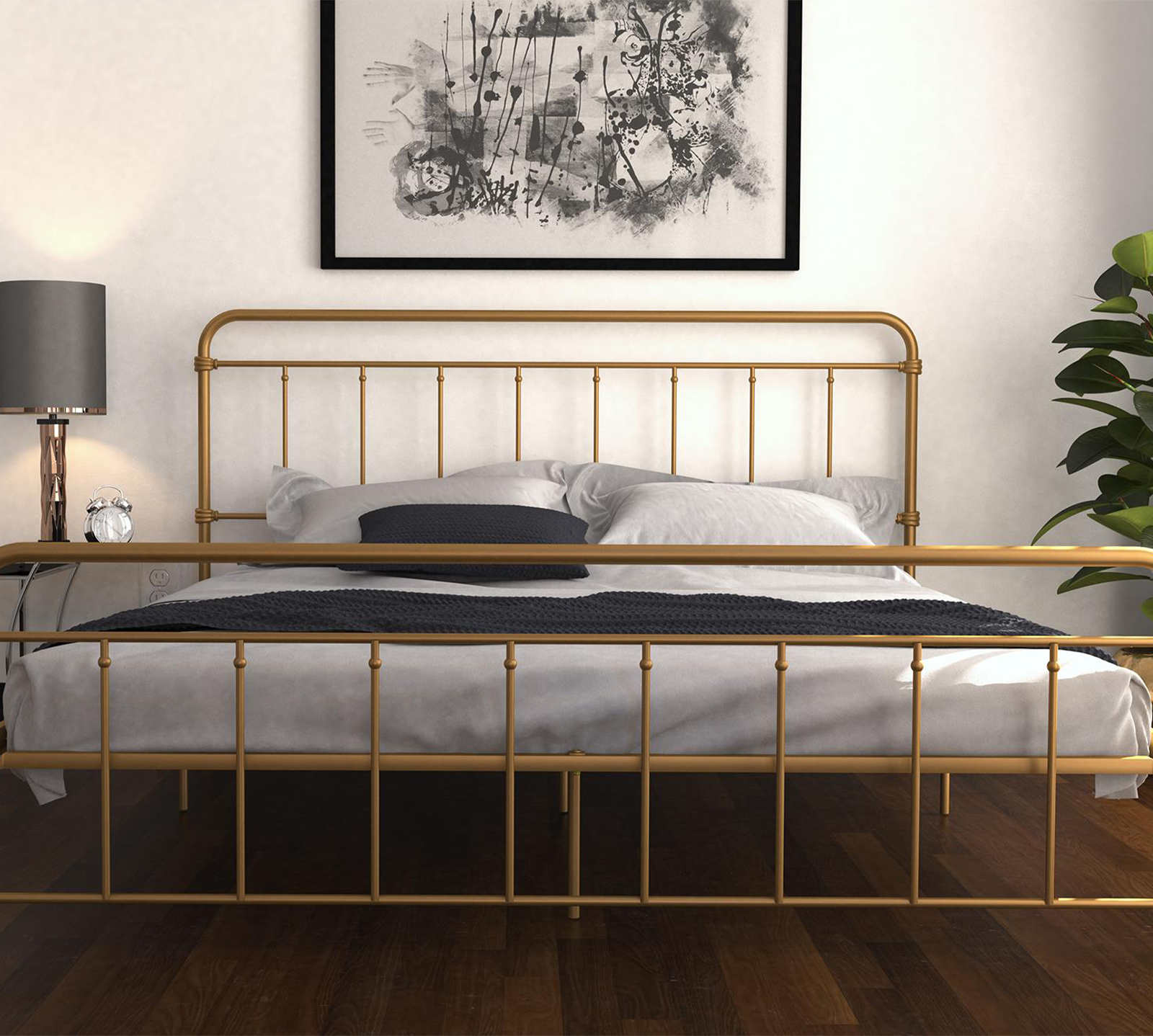 Atwater Living King Wyn Metal Bed | Gold