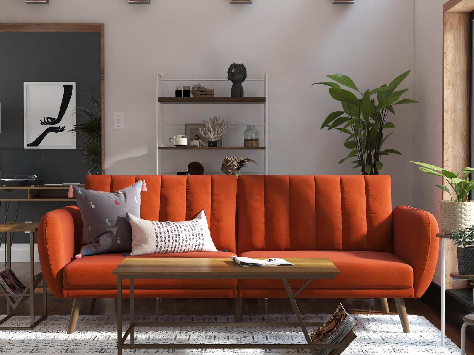 Novogratz Brittany Linen Futon Convertible Sofa and Couch