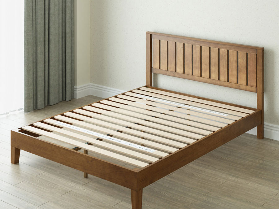 Deluxe Wood Platform Bed Frame With, Wooden Platform Base Bed Frame