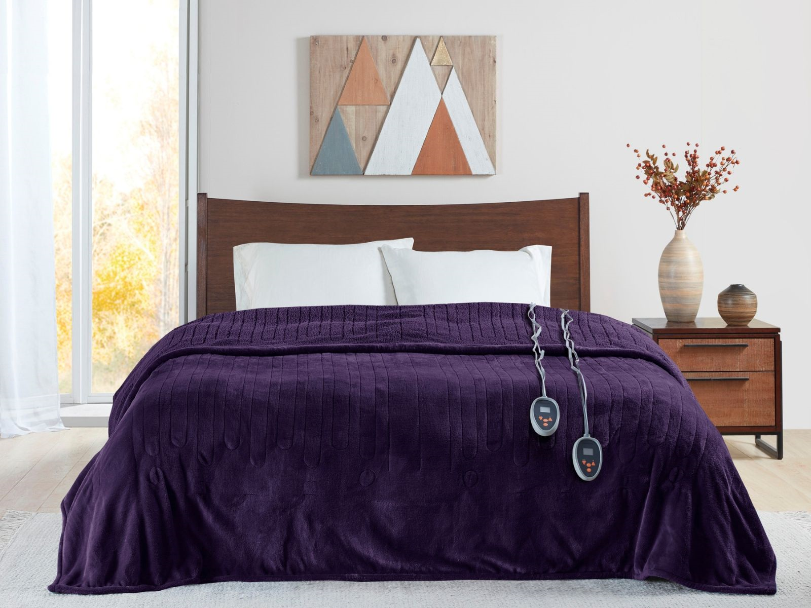 Beautyrest Heated Microlight to Berber Blanket | Queen | Purple