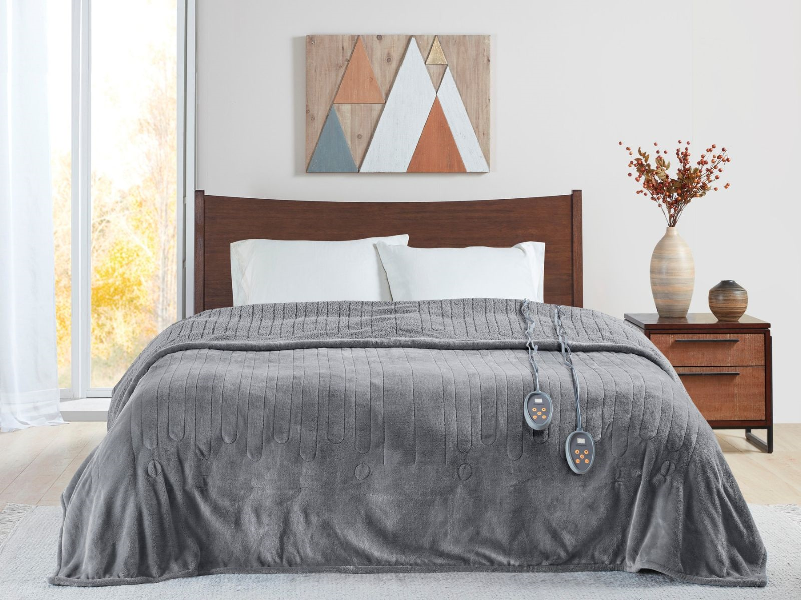 Beautyrest Heated Microlight to Berber Blanket | Twin | Gray