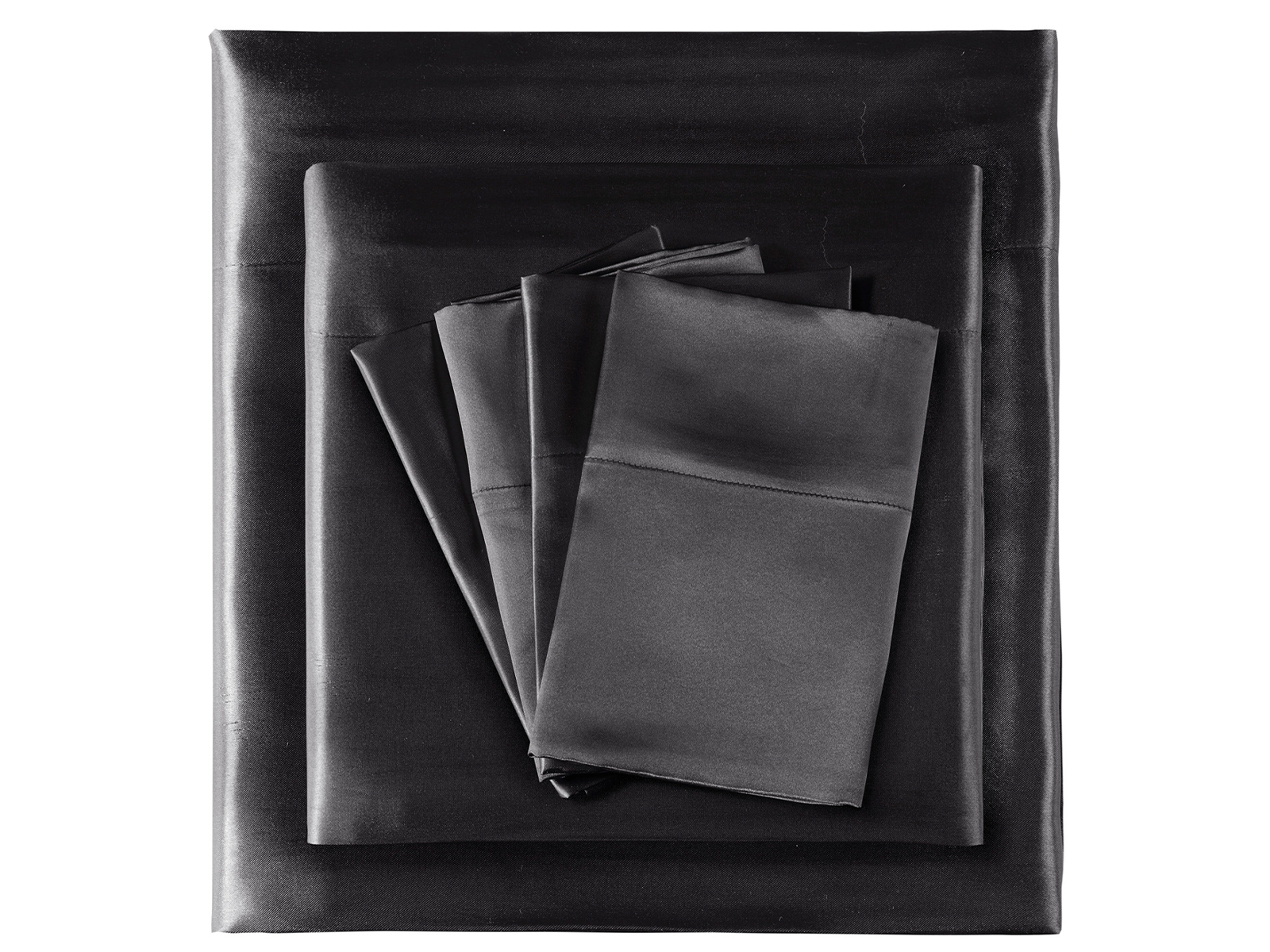 Madison Park Full Satin Wrinkle-Free Luxurious 6-Piece Sheet Set | Black