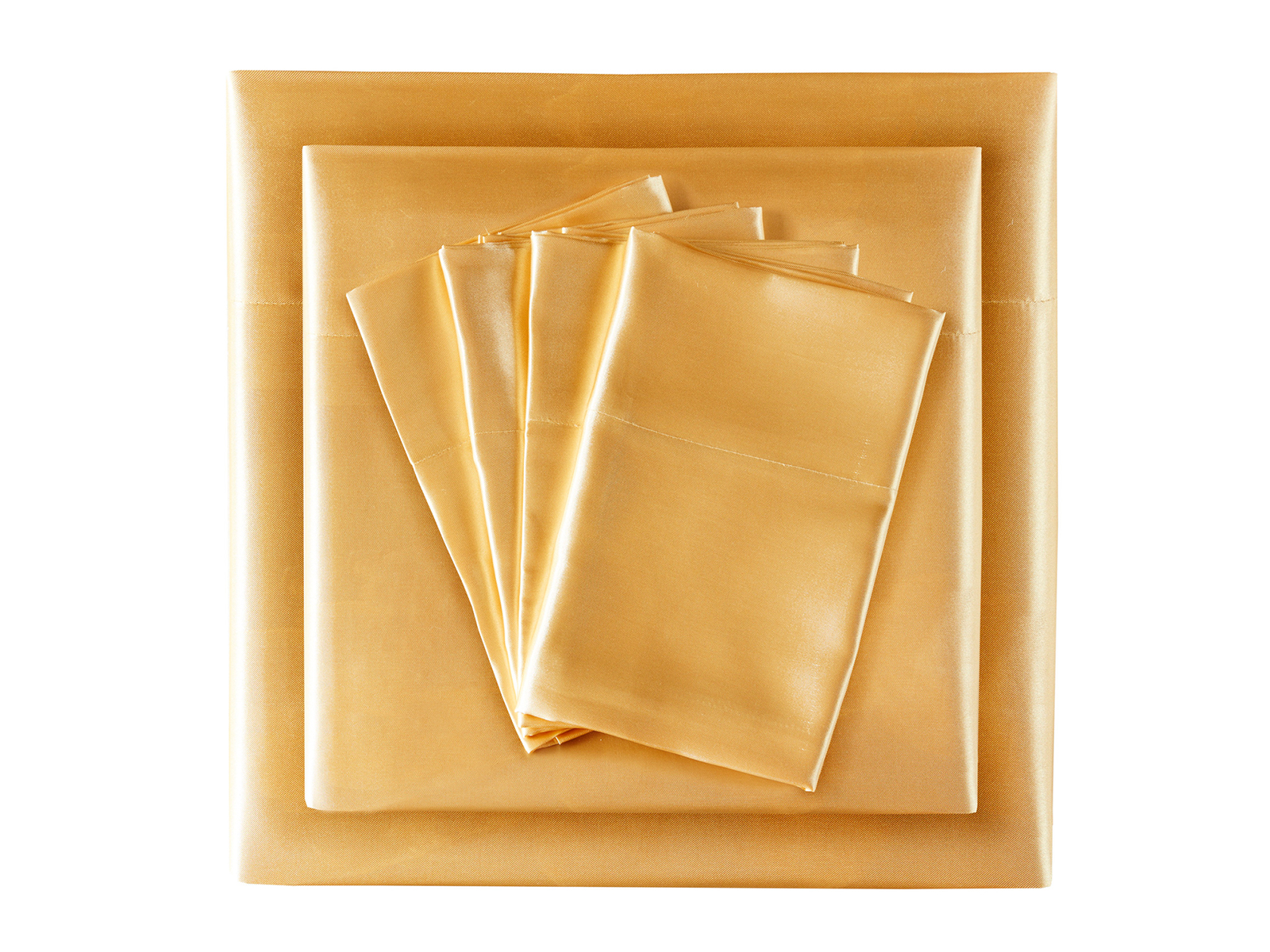 Madison Park King Satin Wrinkle-Free Luxurious 6-Piece Sheet Set | Gold