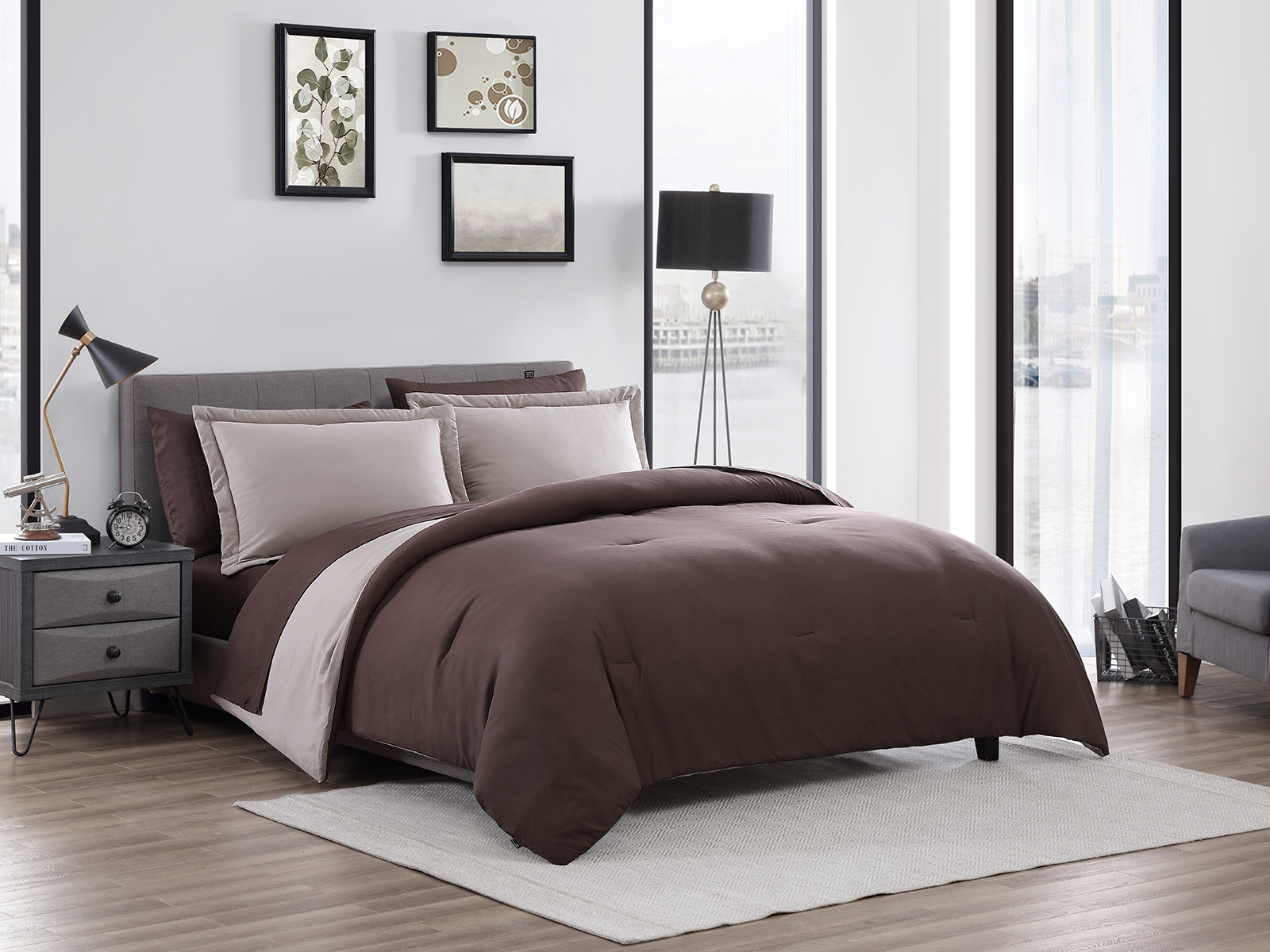 The Nesting Company King Chestnut Reversible Comforter Set | Khaki