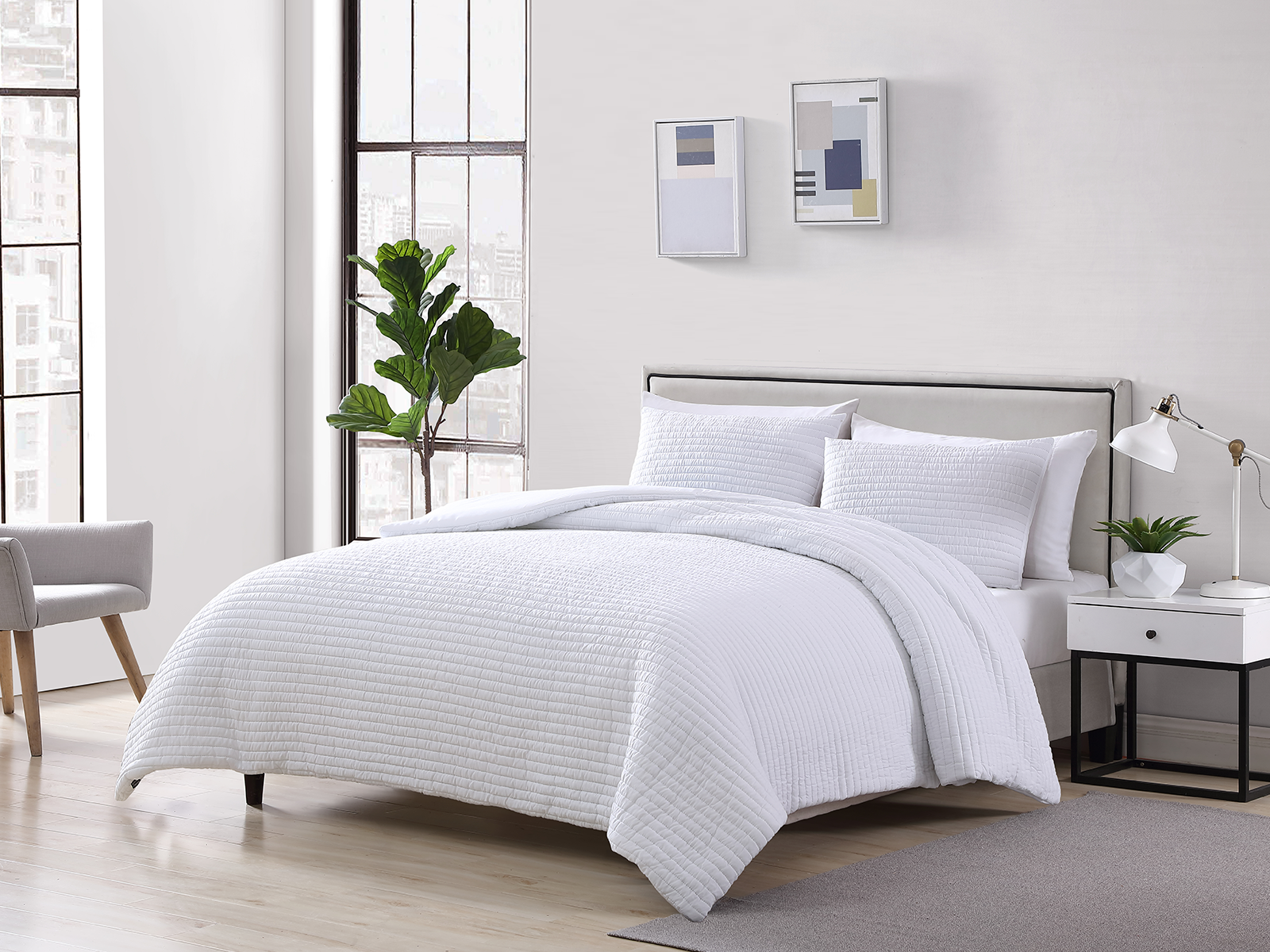 The Nesting Company King Palm Comforter Set | White