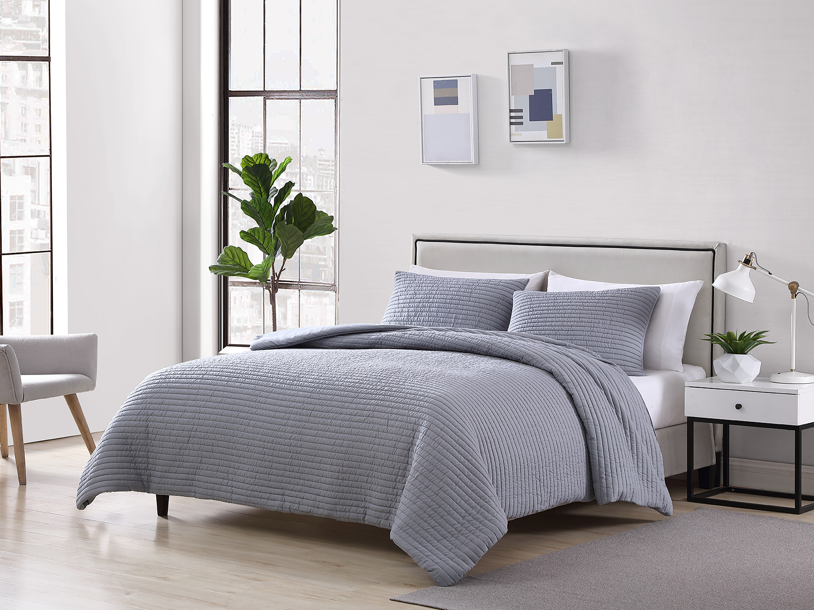 The Nesting Company Queen Palm Comforter Set | Charcoal