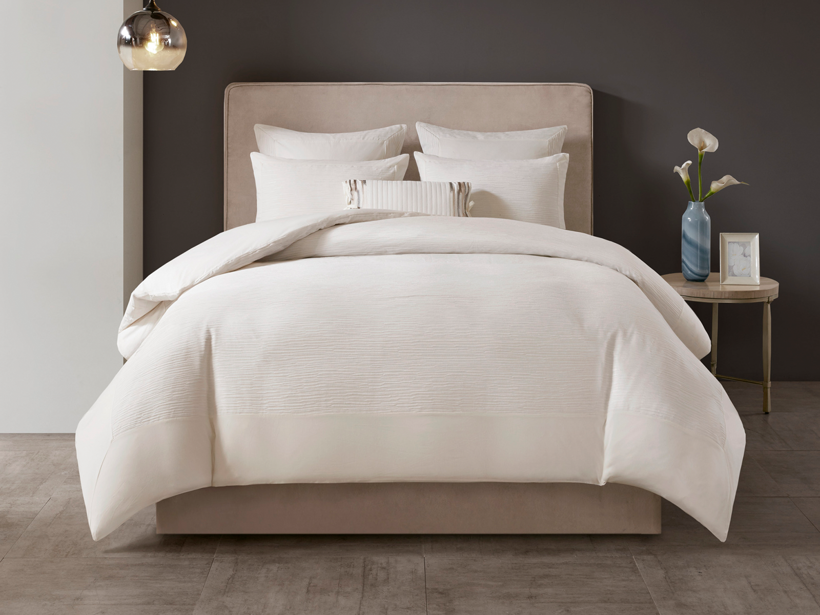 N Natori Full/Queen Hanae Cotton Blend 3 Piece Comforter Set | White