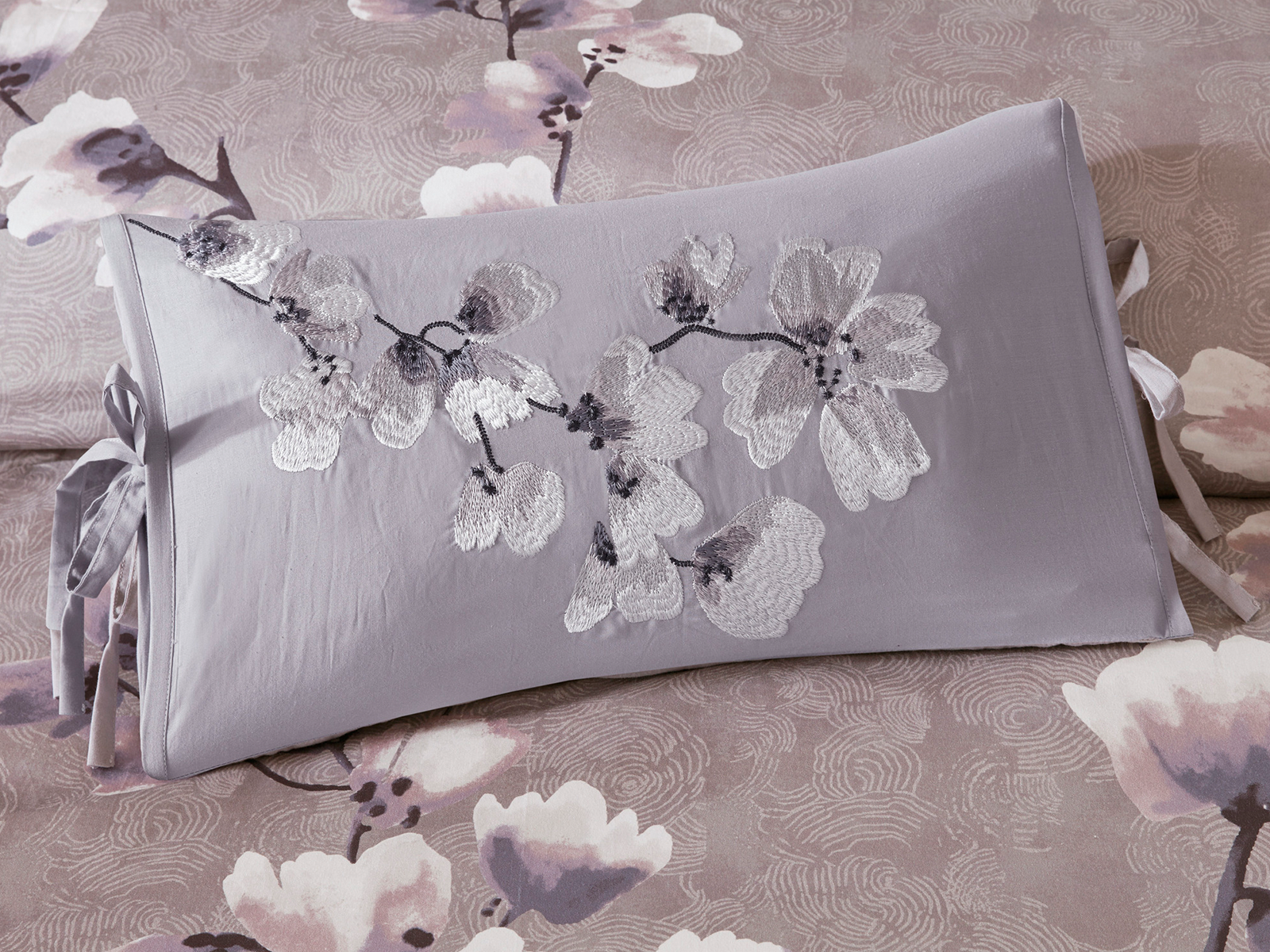 N Natori Sakura Blossom Embroidered Oblong Pillow
