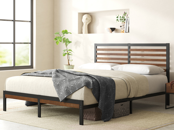 Deluxe Akami Bamboo Metal Platform Bed