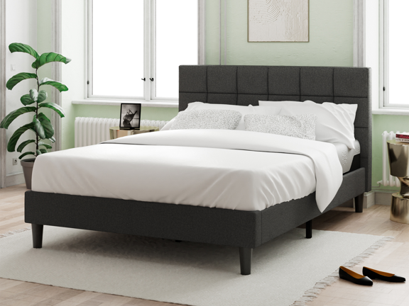 Deluxe Axle Square Upholstered Platform Bed