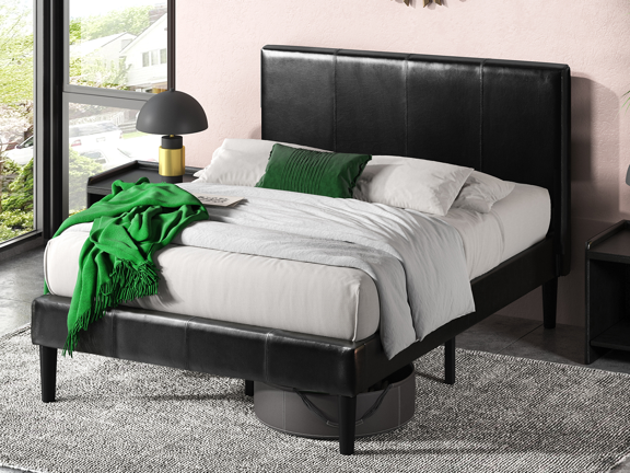 Deluxe Bethina Faux Leather Platform Bed