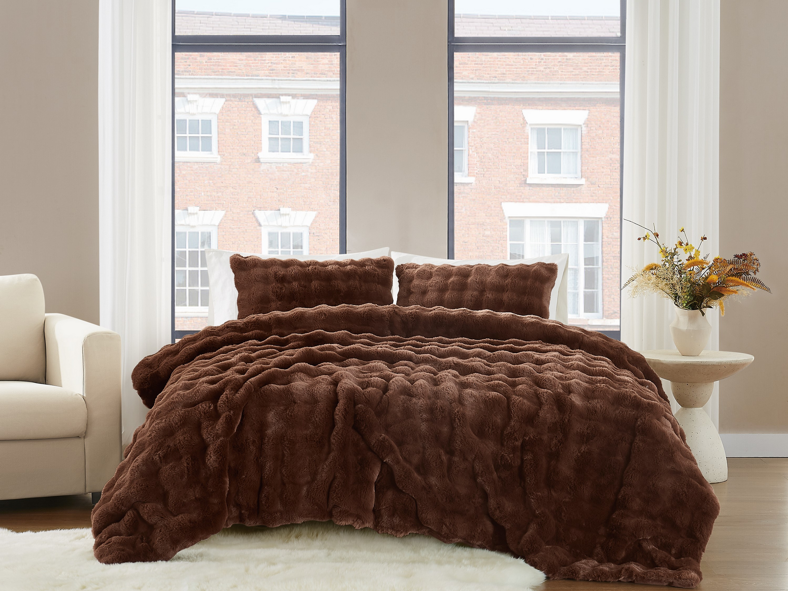 Brooklyn Loom Bubble Faux Fur 3pc. Comforter Set
