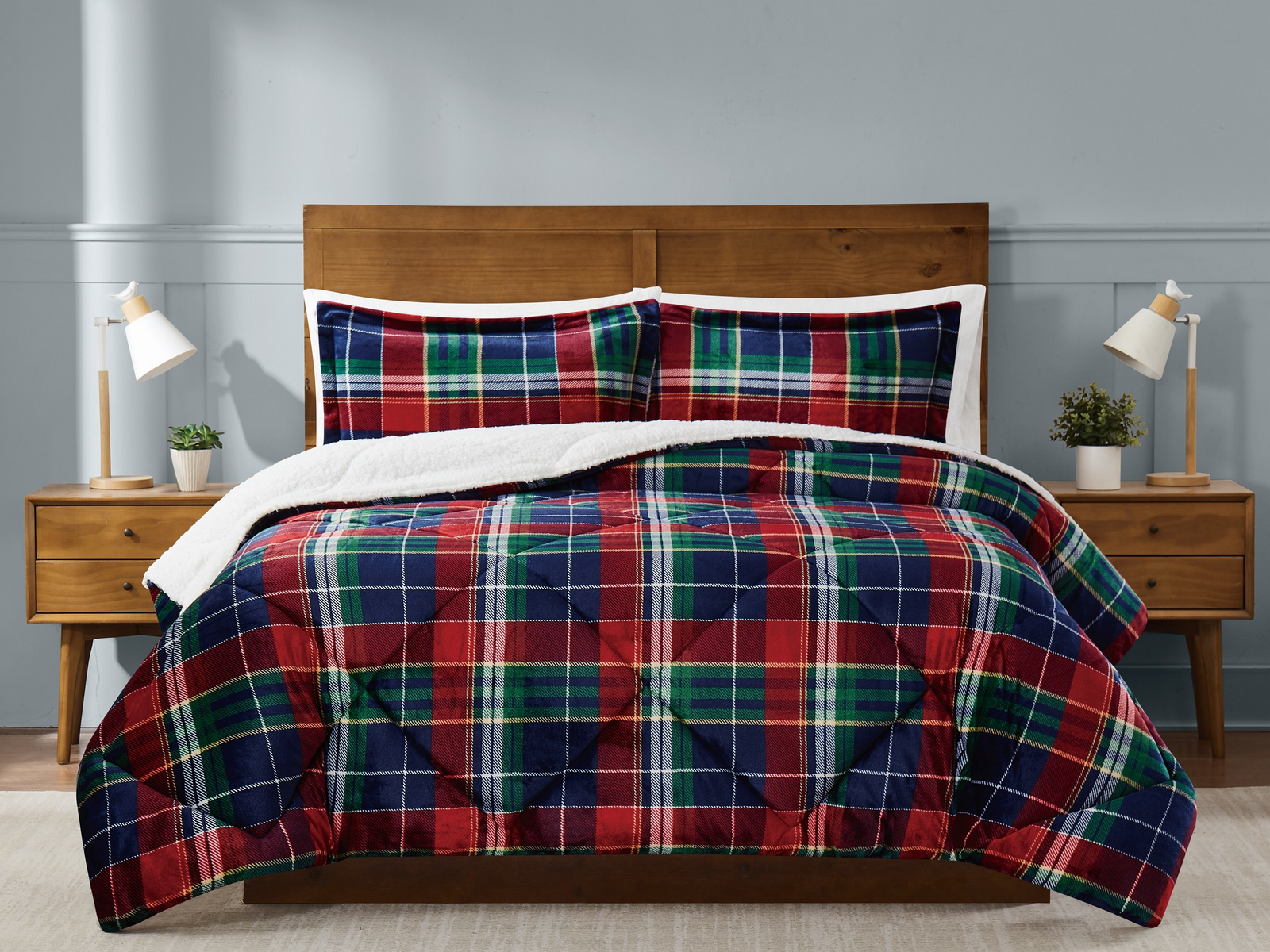 Truly Soft Cuddle Warmth Ivan Plaid 3-Piece Comforter Set, Full/Queen - Multi