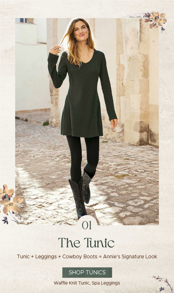 01. The Tunic | Tunic + Leggings + Cowboy Boots = Annie's Signature Look | Shop Tunics