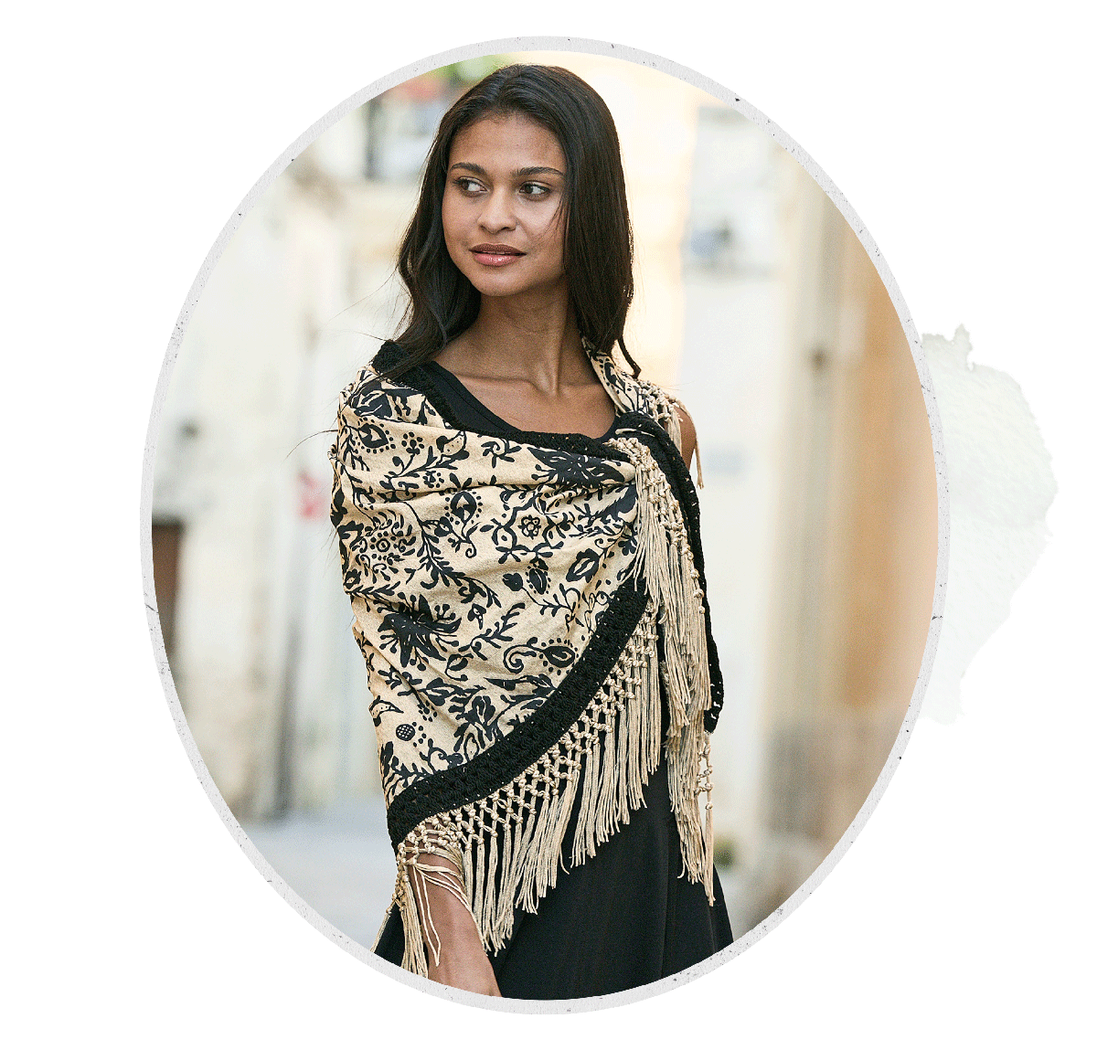 Elevate any look with a touch of luxurious drama — our exclusive custom-print scarves, shawls, and wraps are the perfect finishing touch. | Shop Scarves & Shawls
