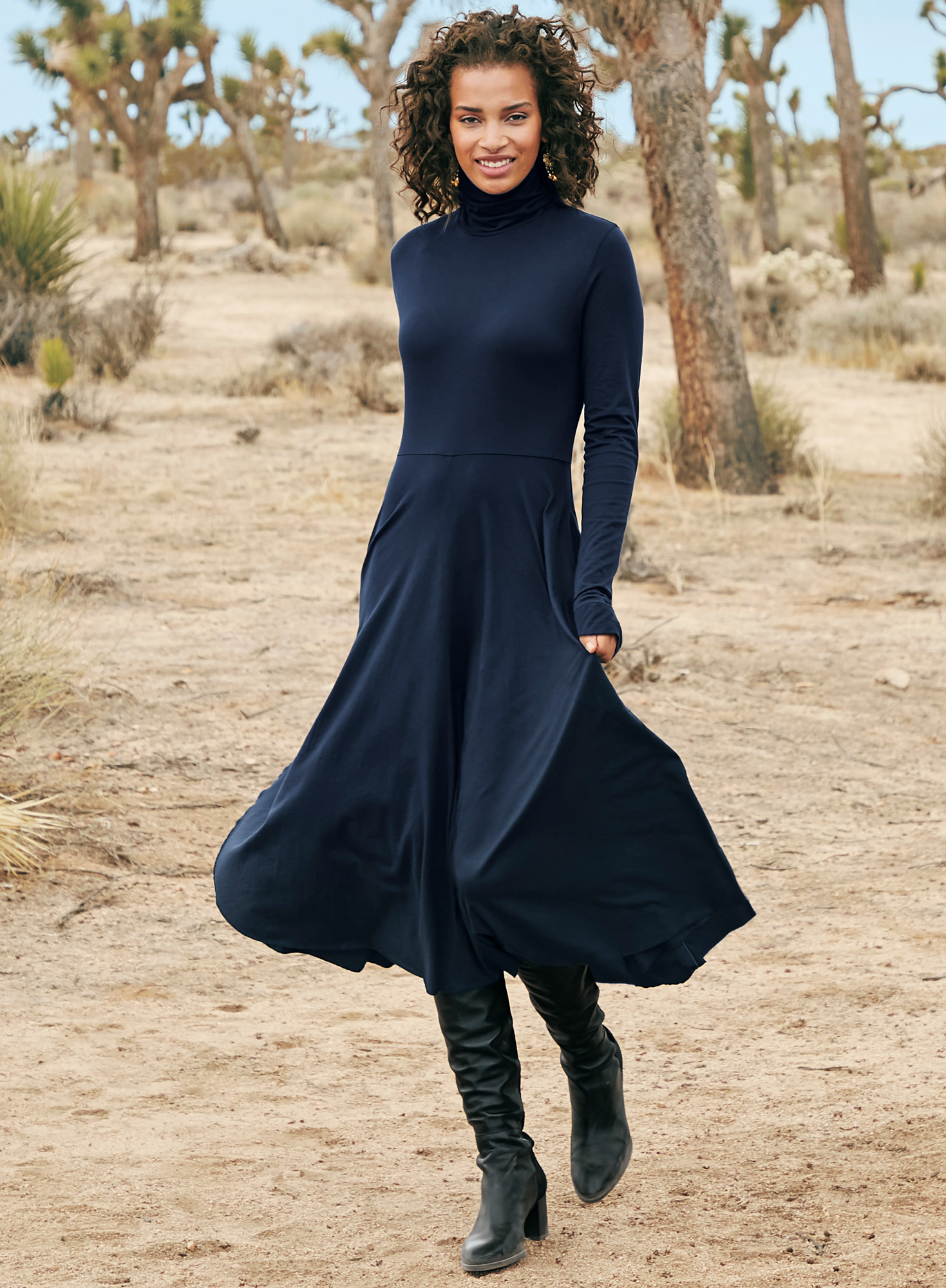 Jersey Roll Neck Maxi Dress