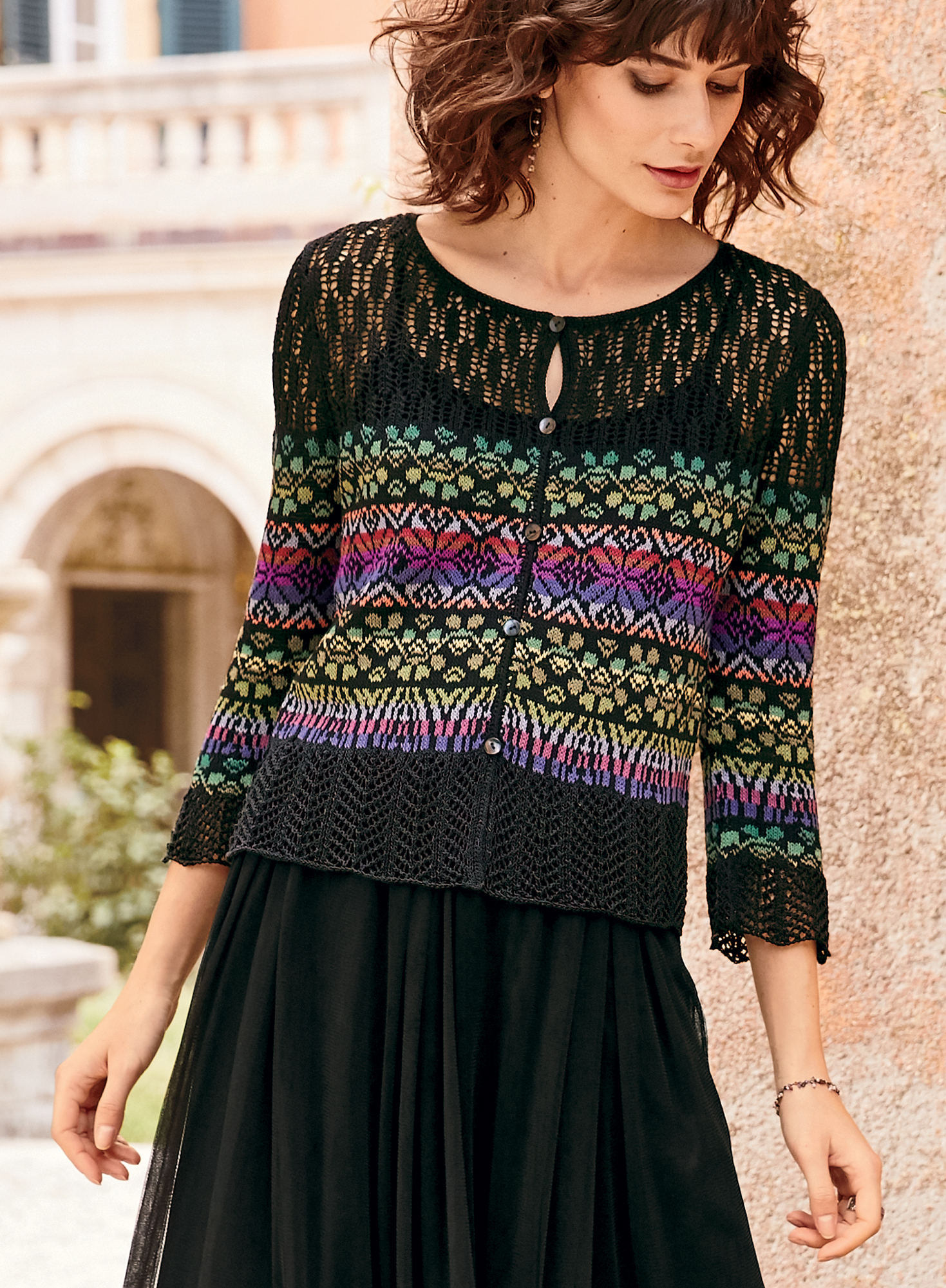 Ventura Vision Beige Crochet Lace-Up Midi Dress