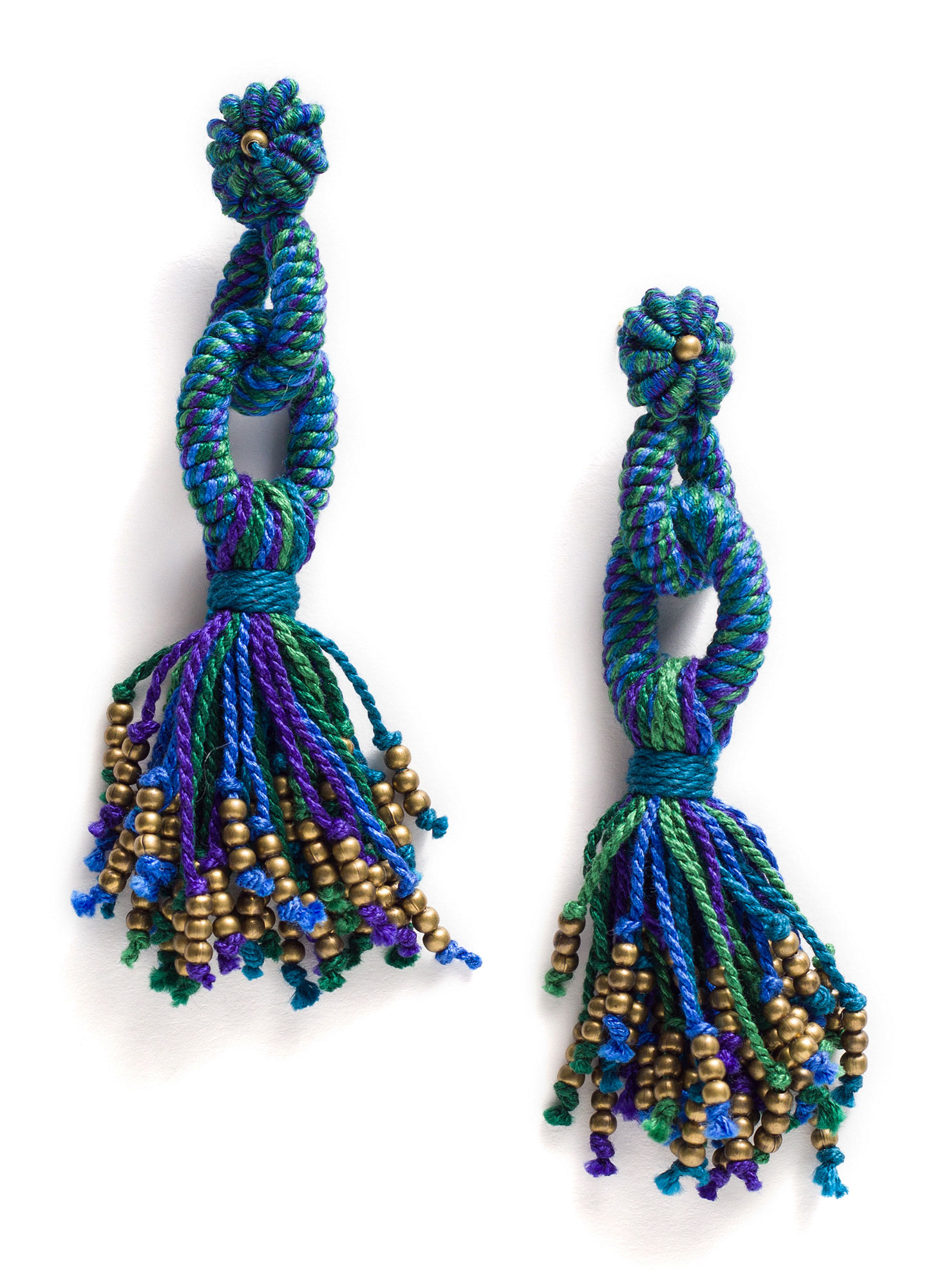 Pale blue tassel on sale earrings