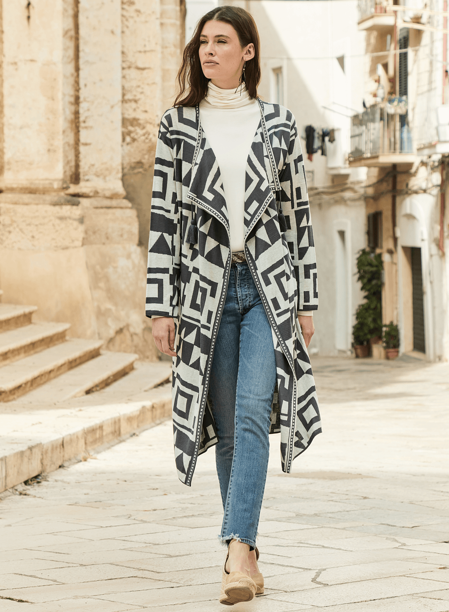 Peruvian Connection 100% Pima Cotton Zahara Aztec Pattern Cardigan hotsell M