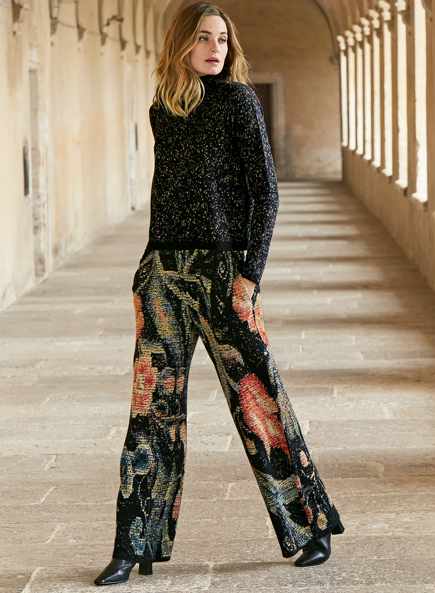 SUBLATIONS GLITTY TWEED FLARE TROUSERS