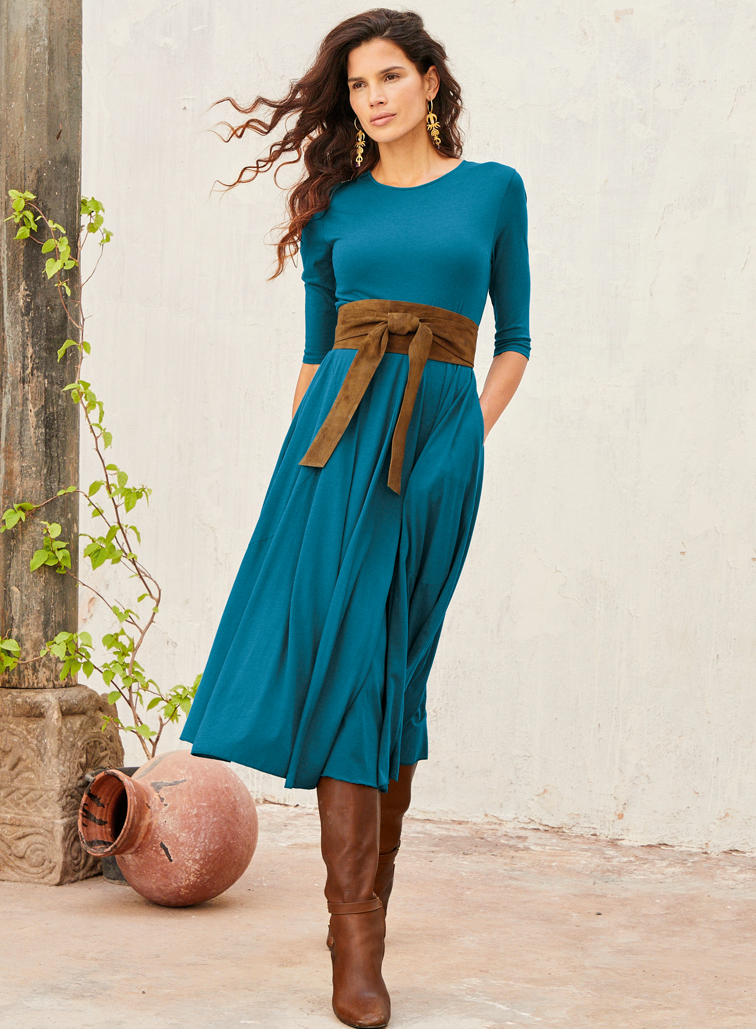 Teal jersey outlet dress