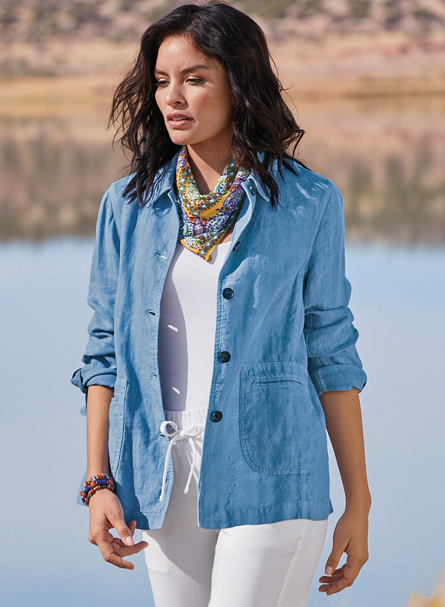 Pale blue sale linen jacket ladies