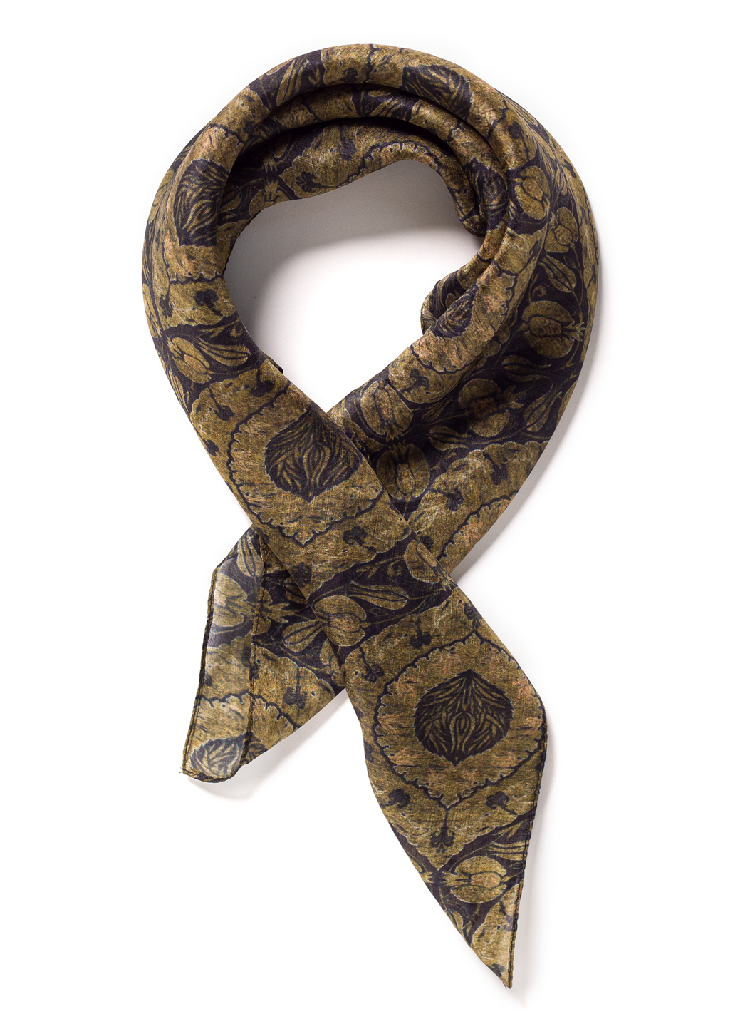 maryink Brown Bandana for Women and Men, Hand Screen Printed, 100% Cotton, Square Scarf, Made in USA, Four Elements Design